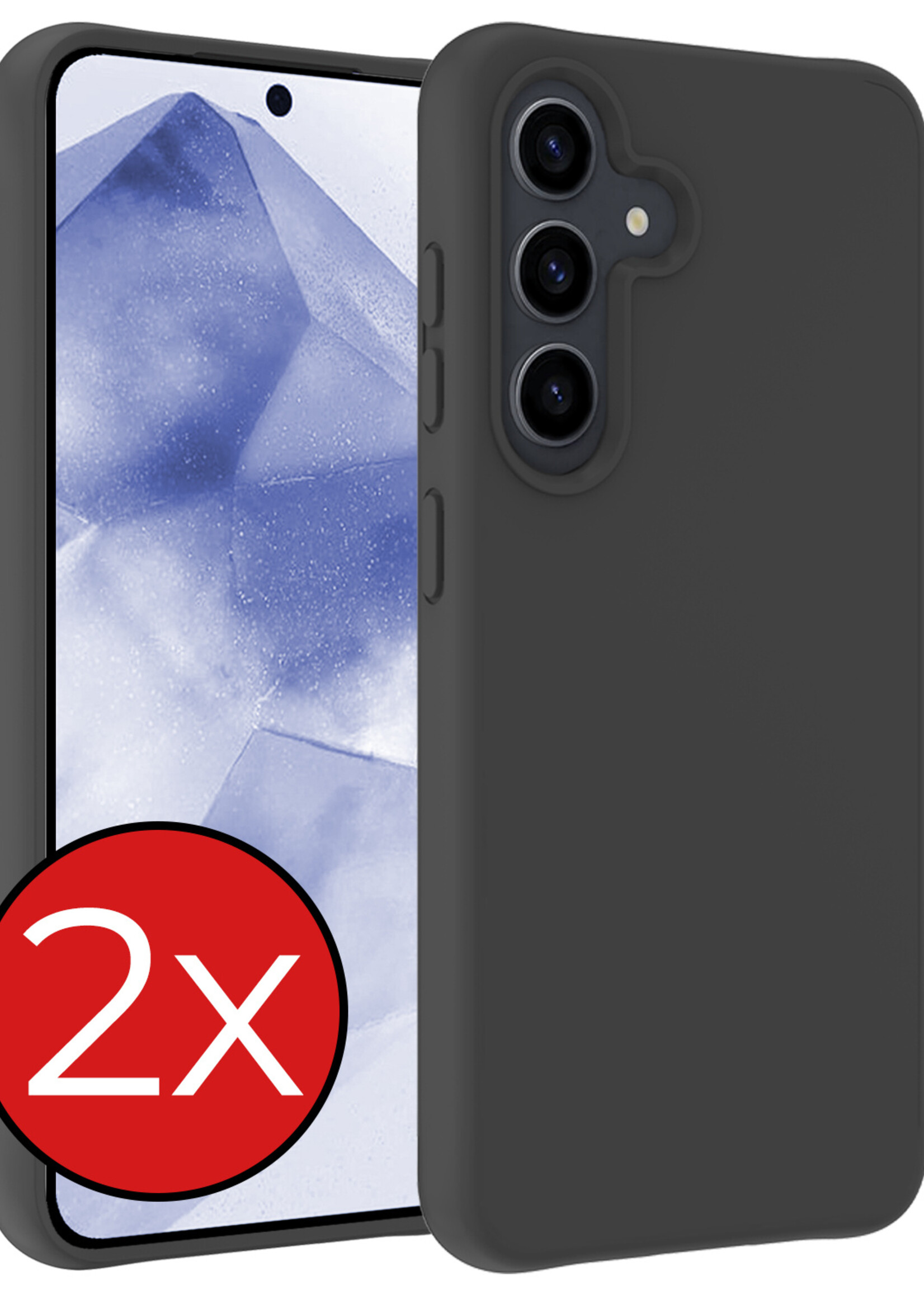 BTH Hoesje Geschikt voor Samsung A55 Hoesje Siliconen Case Hoes - Hoes Geschikt voor Samsung Galaxy A55 Hoes Cover Case - Zwart - 2 PACK
