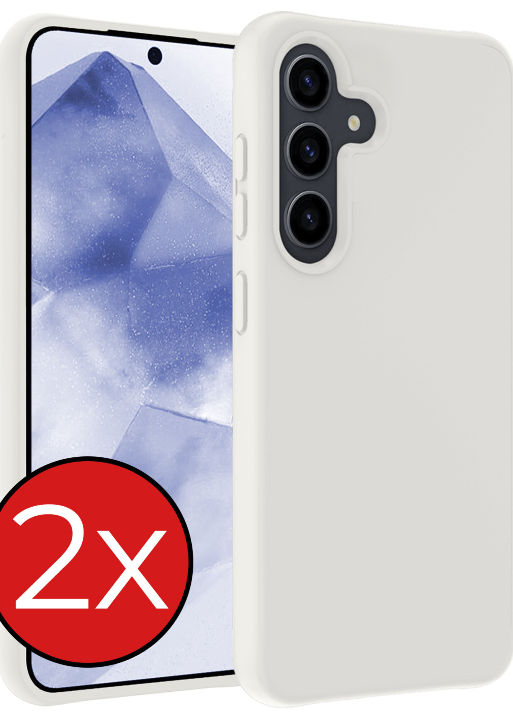 BTH Hoesje Geschikt voor Samsung A55 Hoesje Siliconen Case Hoes - Hoes Geschikt voor Samsung Galaxy A55 Hoes Cover Case - Wit - 2 PACK