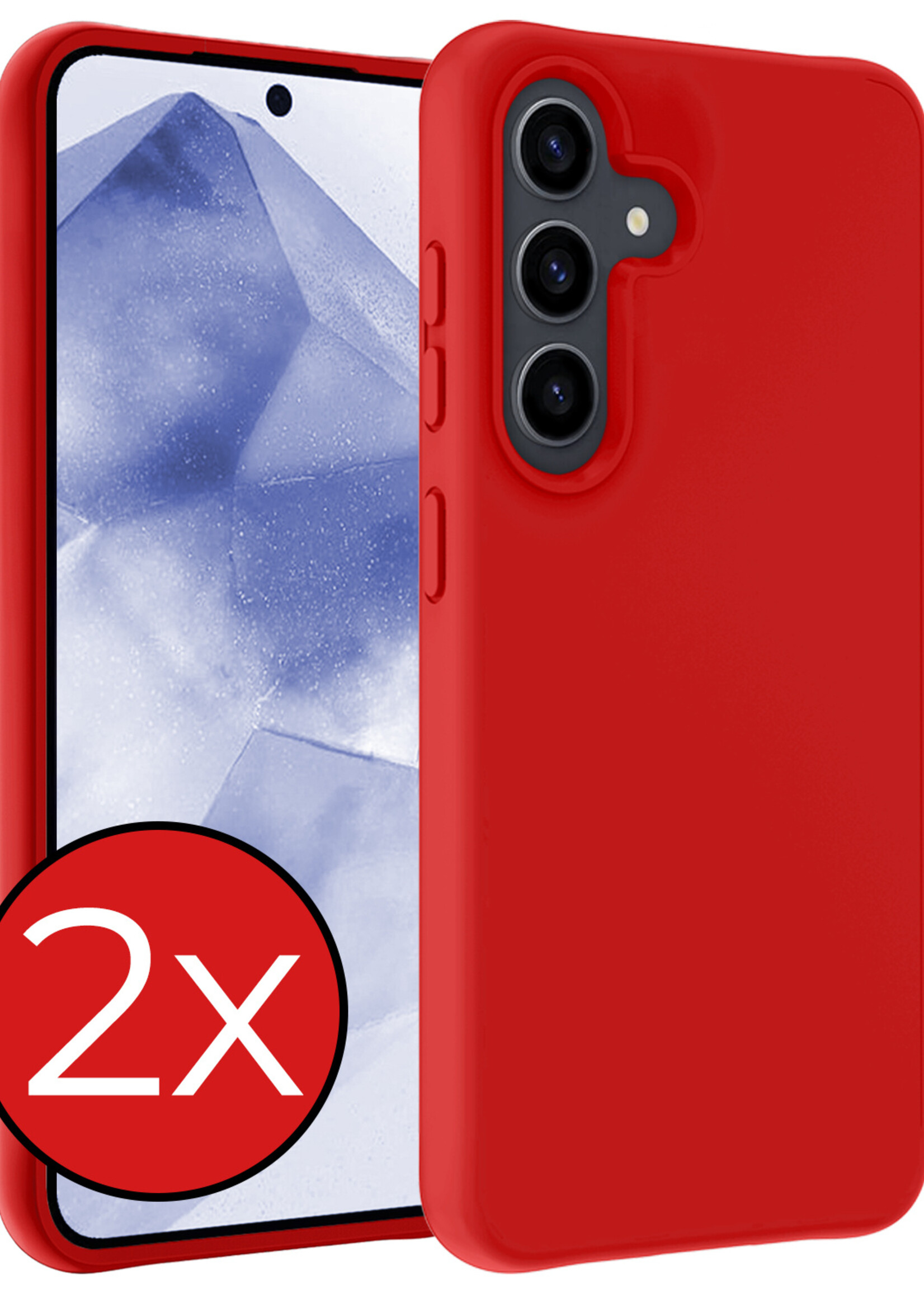 BTH Hoesje Geschikt voor Samsung A55 Hoesje Siliconen Case Hoes - Hoes Geschikt voor Samsung Galaxy A55 Hoes Cover Case - Rood - 2 PACK