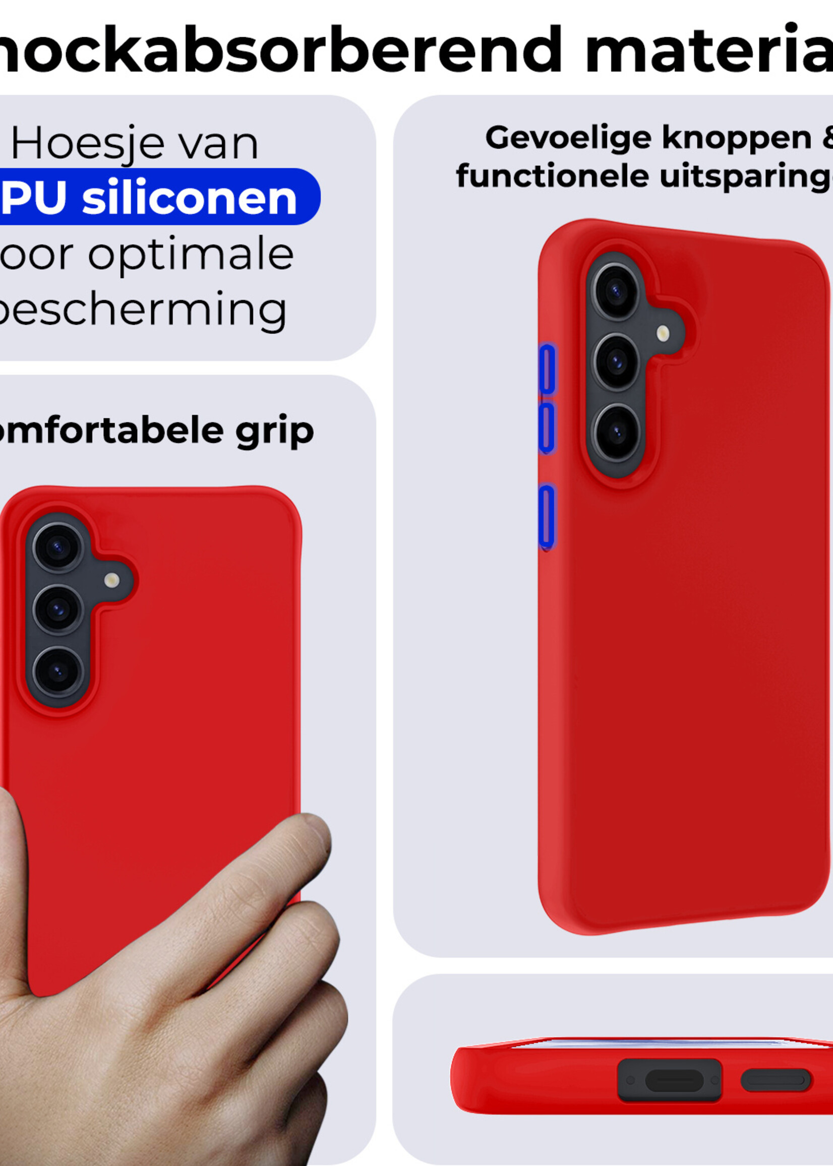 BTH Hoesje Geschikt voor Samsung A55 Hoesje Siliconen Case Hoes - Hoes Geschikt voor Samsung Galaxy A55 Hoes Cover Case - Rood - 2 PACK