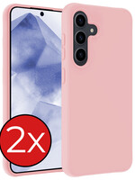 BTH BTH Samsung Galaxy A55 Hoesje Siliconen - Lichtroze - 2 PACK