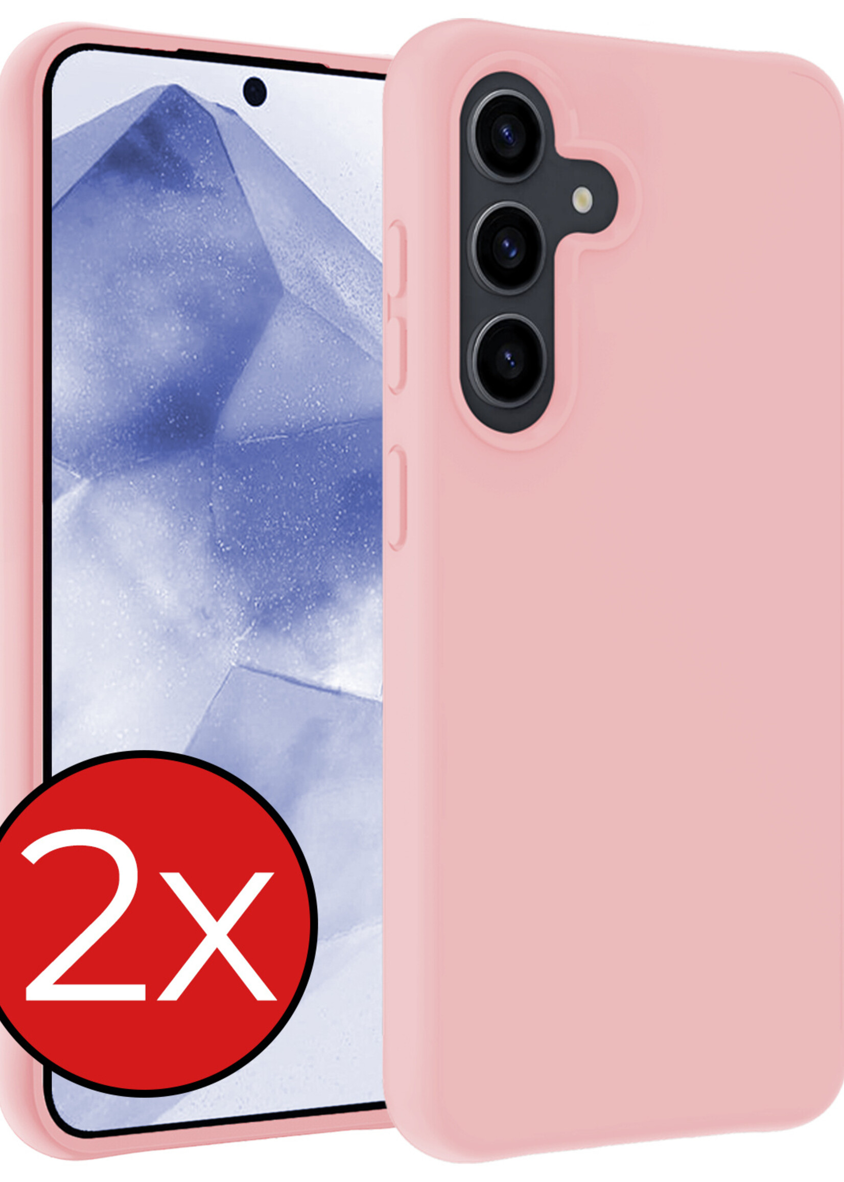 BTH Hoesje Geschikt voor Samsung A55 Hoesje Siliconen Case Hoes - Hoes Geschikt voor Samsung Galaxy A55 Hoes Cover Case - Lichtroze - 2 PACK