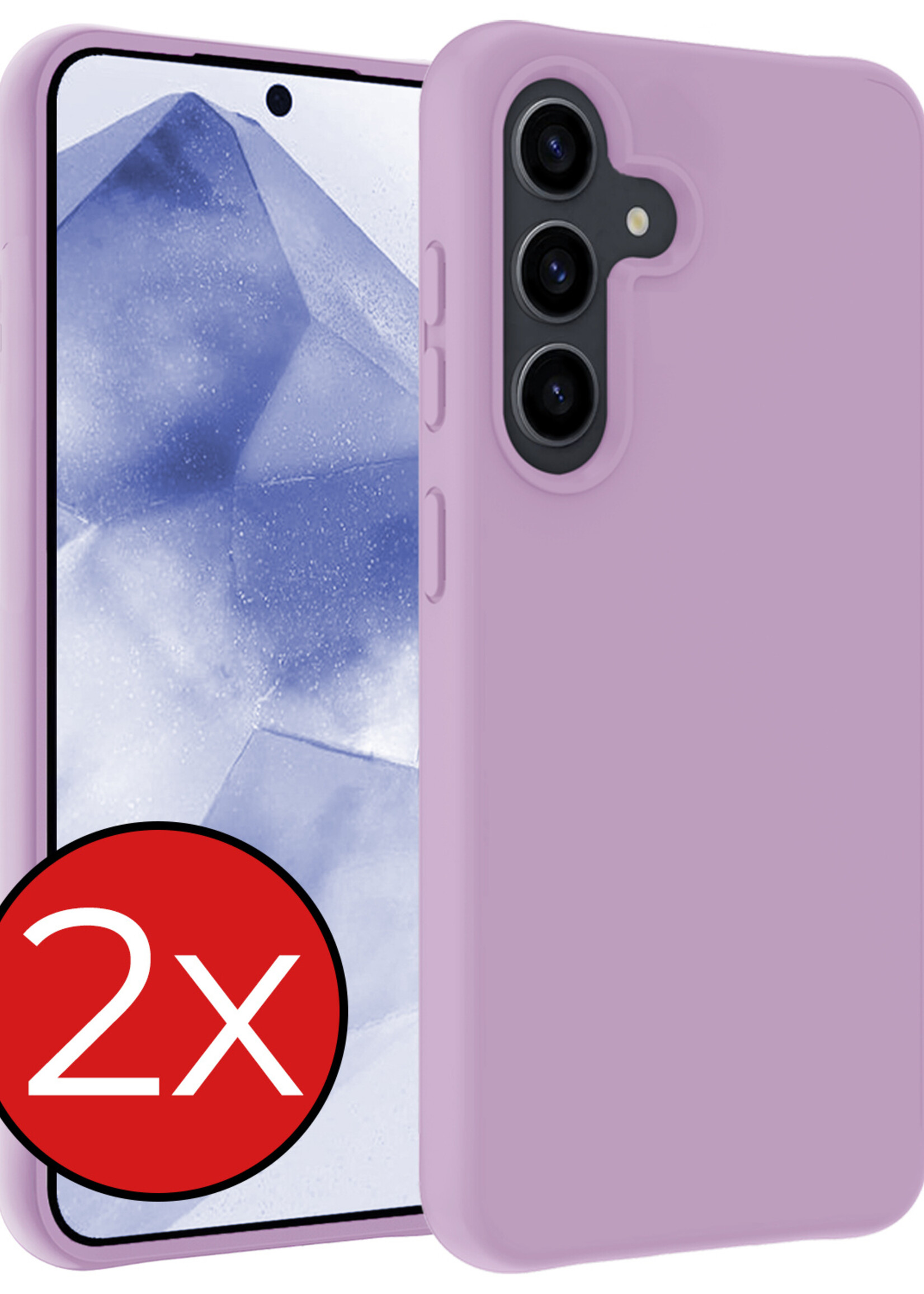 BTH Hoesje Geschikt voor Samsung A55 Hoesje Siliconen Case Hoes - Hoes Geschikt voor Samsung Galaxy A55 Hoes Cover Case - Lila - 2 PACK