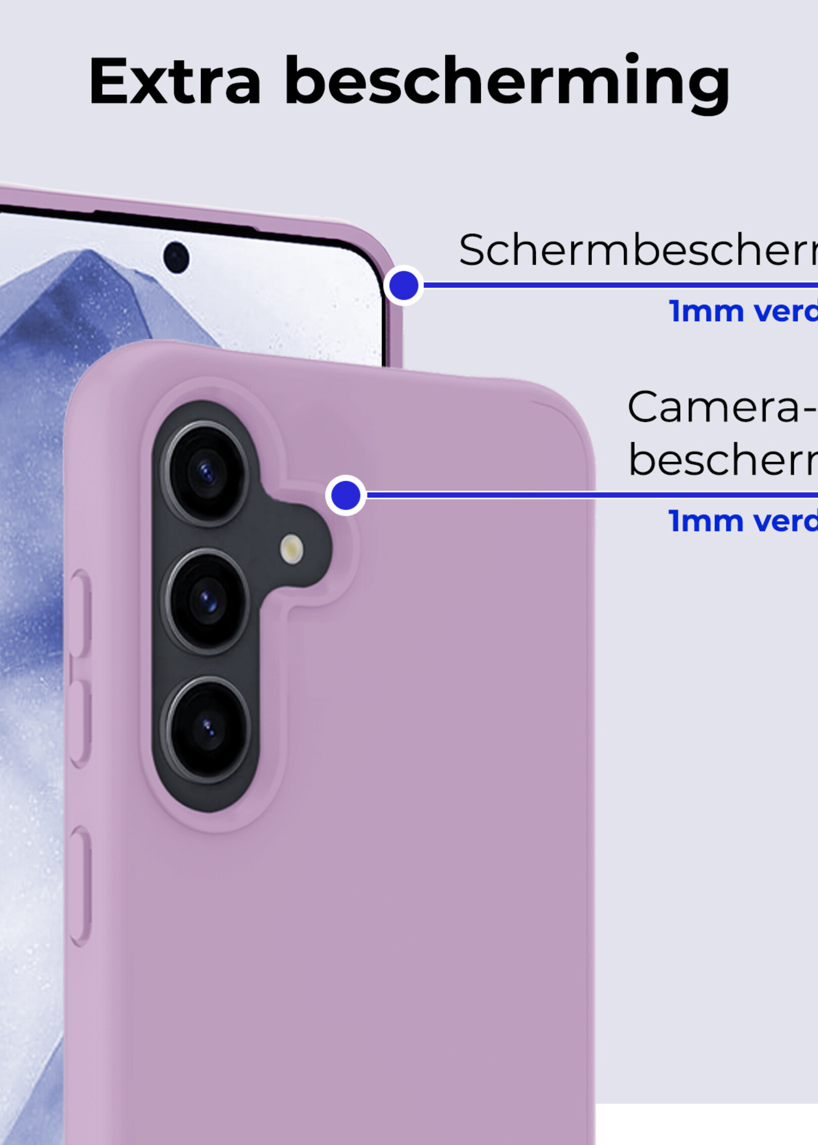 BTH Hoesje Geschikt voor Samsung A55 Hoesje Siliconen Case Hoes - Hoes Geschikt voor Samsung Galaxy A55 Hoes Cover Case - Lila - 2 PACK