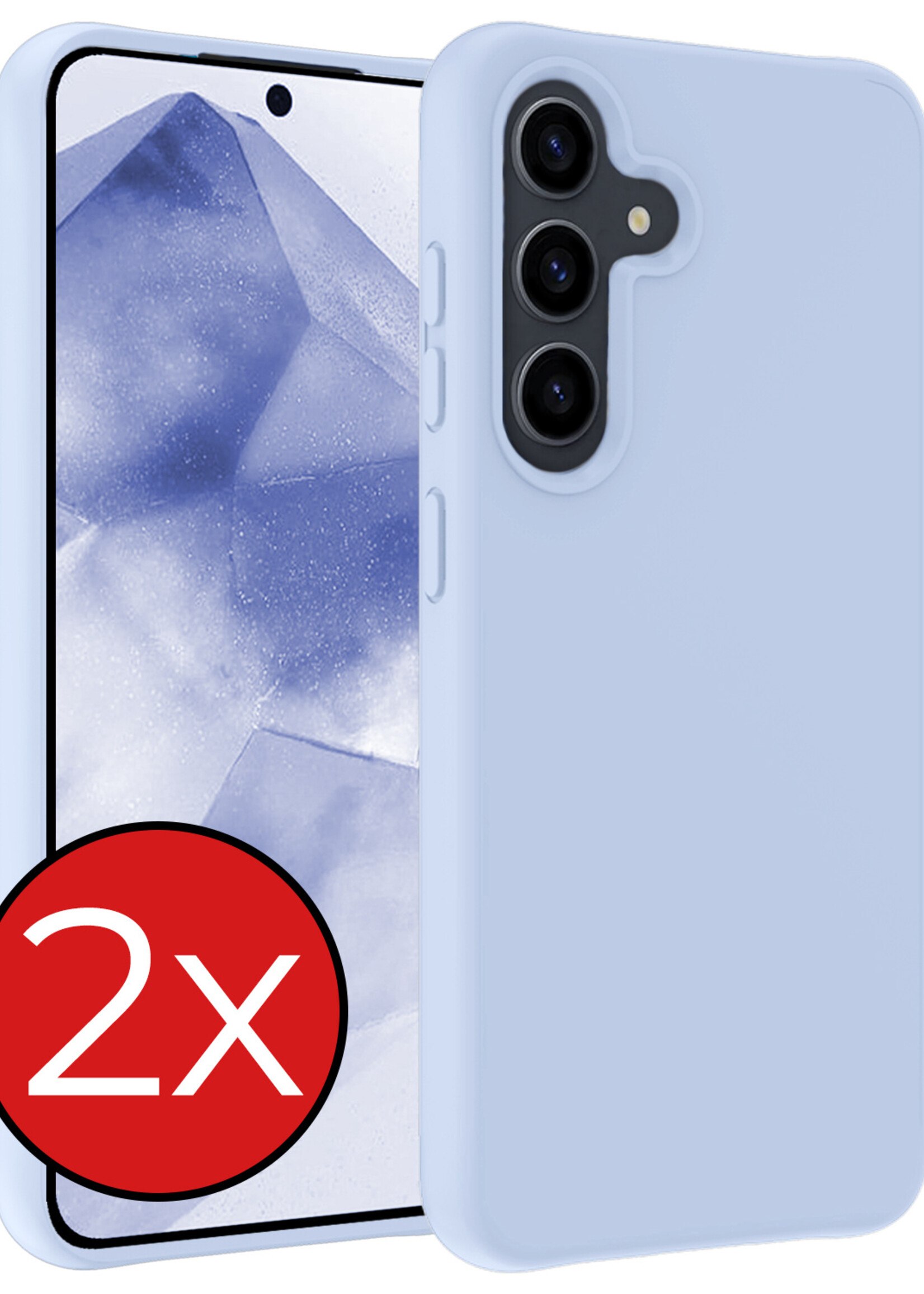 BTH Hoesje Geschikt voor Samsung A55 Hoesje Siliconen Case Hoes - Hoes Geschikt voor Samsung Galaxy A55 Hoes Cover Case - Lichtblauw - 2 PACK