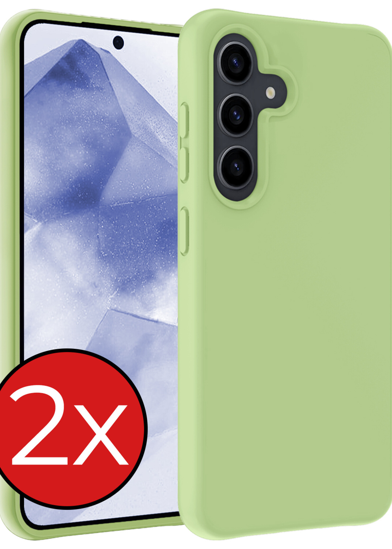 BTH Hoesje Geschikt voor Samsung A55 Hoesje Siliconen Case Hoes - Hoes Geschikt voor Samsung Galaxy A55 Hoes Cover Case - Groen - 2 PACK