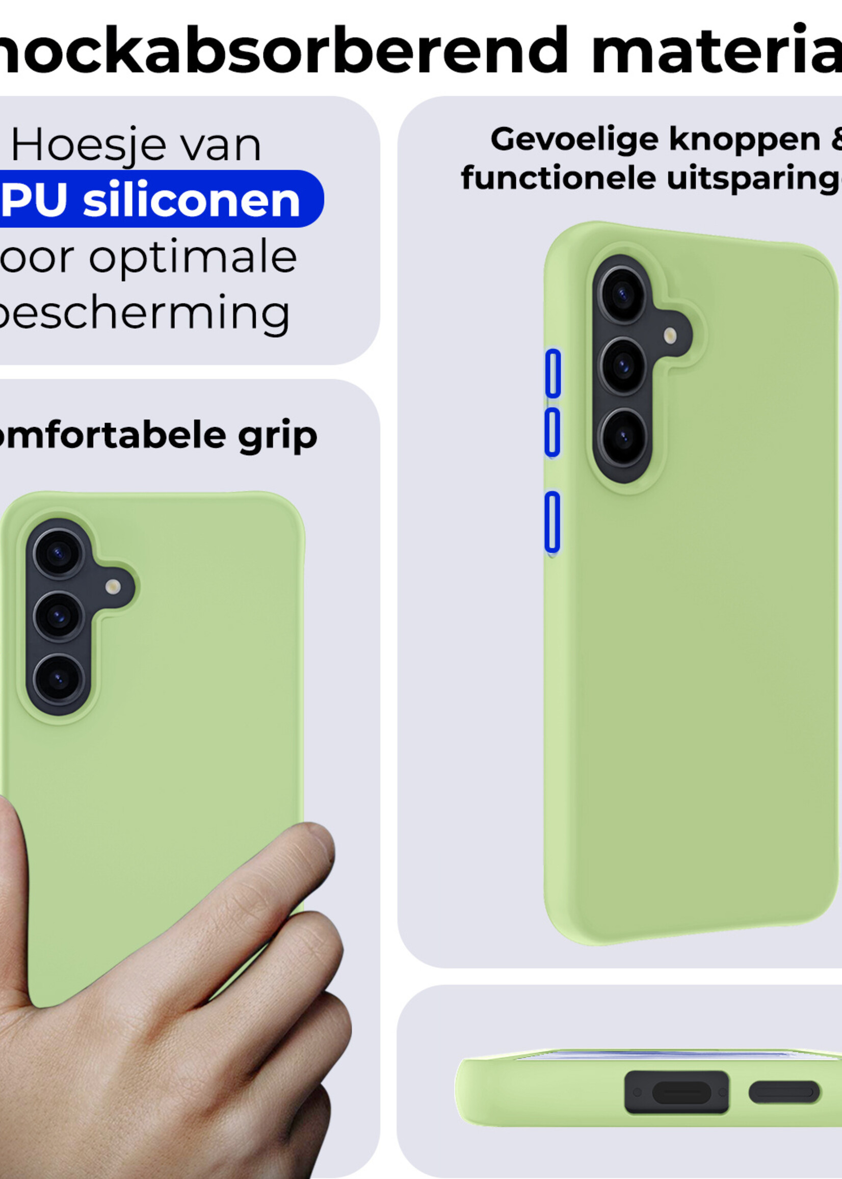 BTH Hoesje Geschikt voor Samsung A55 Hoesje Siliconen Case Hoes - Hoes Geschikt voor Samsung Galaxy A55 Hoes Cover Case - Groen - 2 PACK