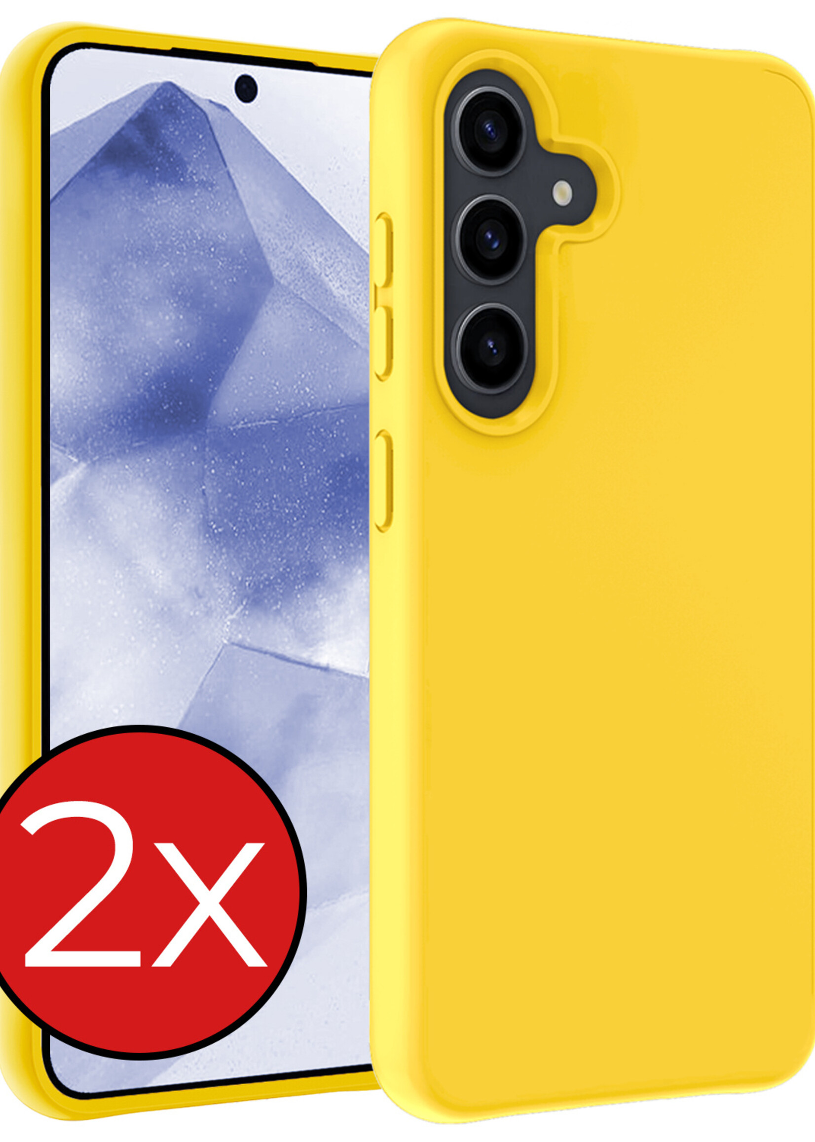 BTH Hoesje Geschikt voor Samsung A55 Hoesje Siliconen Case Hoes - Hoes Geschikt voor Samsung Galaxy A55 Hoes Cover Case - Geel - 2 PACK