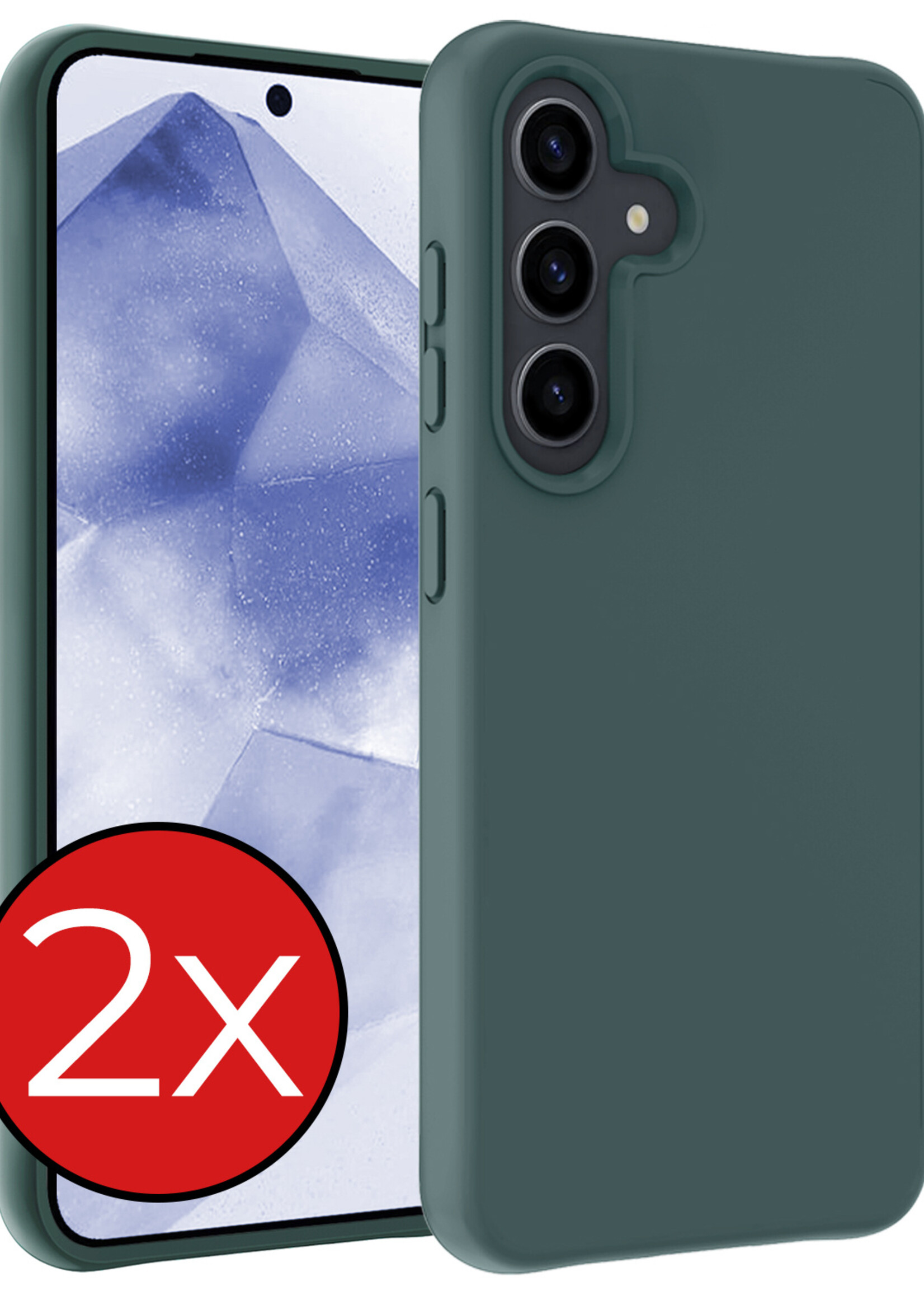 BTH Hoesje Geschikt voor Samsung A55 Hoesje Siliconen Case Hoes - Hoes Geschikt voor Samsung Galaxy A55 Hoes Cover Case - Donkergroen - 2 PACK