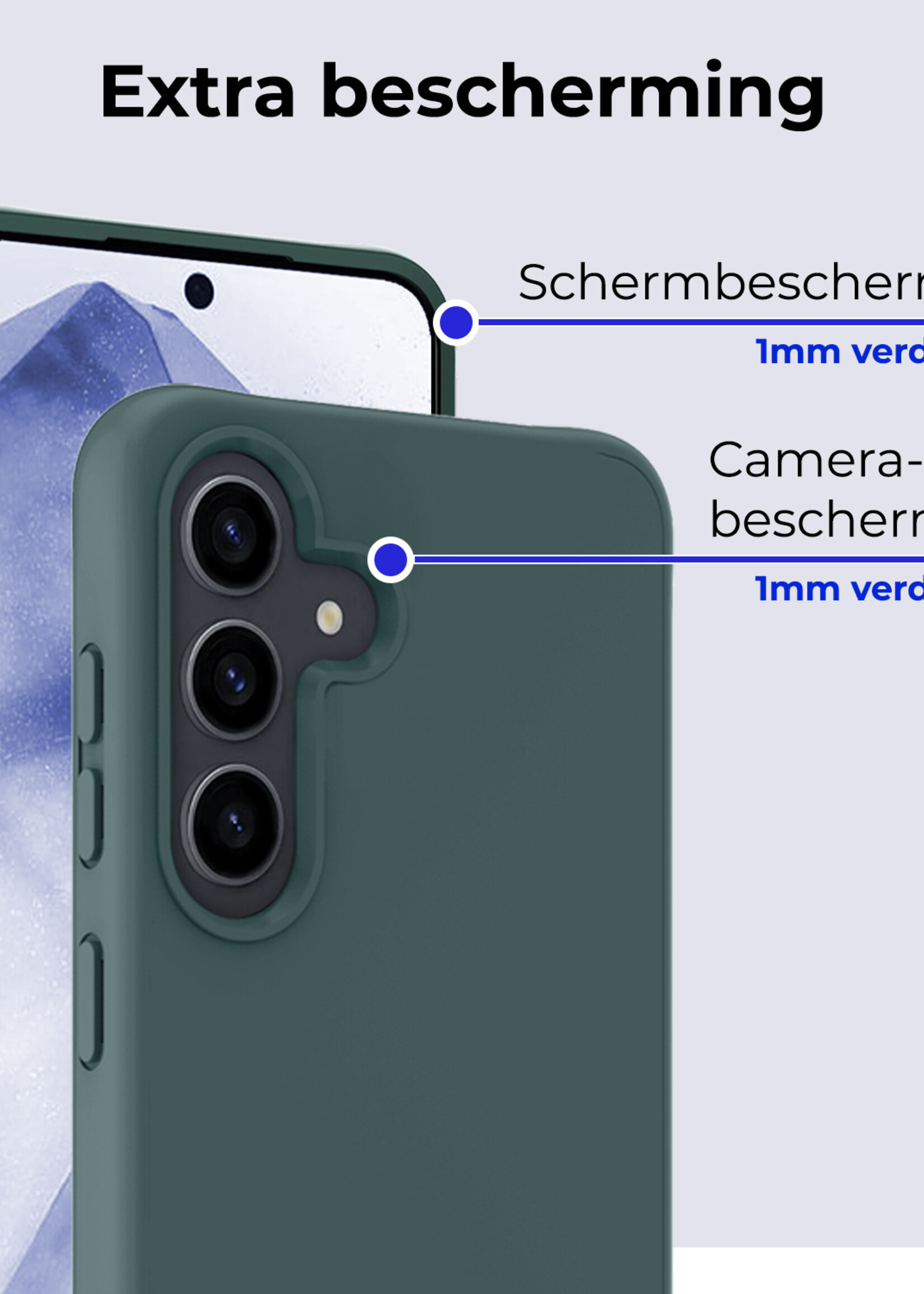 BTH Hoesje Geschikt voor Samsung A55 Hoesje Siliconen Case Hoes - Hoes Geschikt voor Samsung Galaxy A55 Hoes Cover Case - Donkergroen - 2 PACK