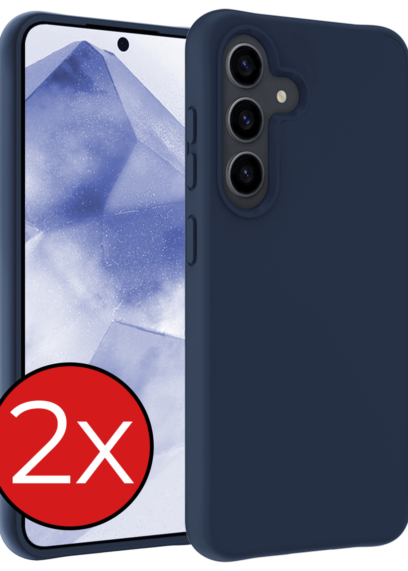 BTH Hoesje Geschikt voor Samsung A55 Hoesje Siliconen Case Hoes - Hoes Geschikt voor Samsung Galaxy A55 Hoes Cover Case - Donkerblauw - 2 PACK