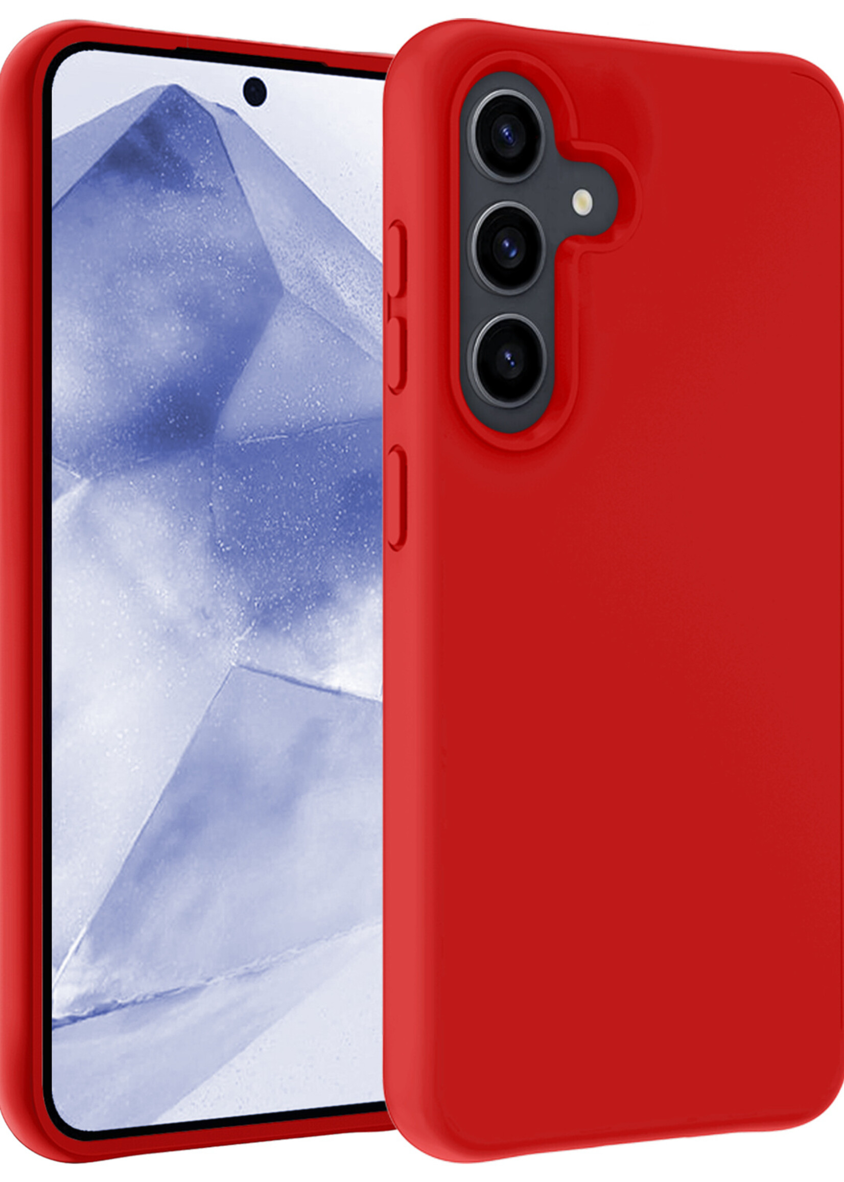 BTH Hoesje Geschikt voor Samsung A55 Hoesje Siliconen Case Hoes - Hoes Geschikt voor Samsung Galaxy A55 Hoes Cover Case - Rood