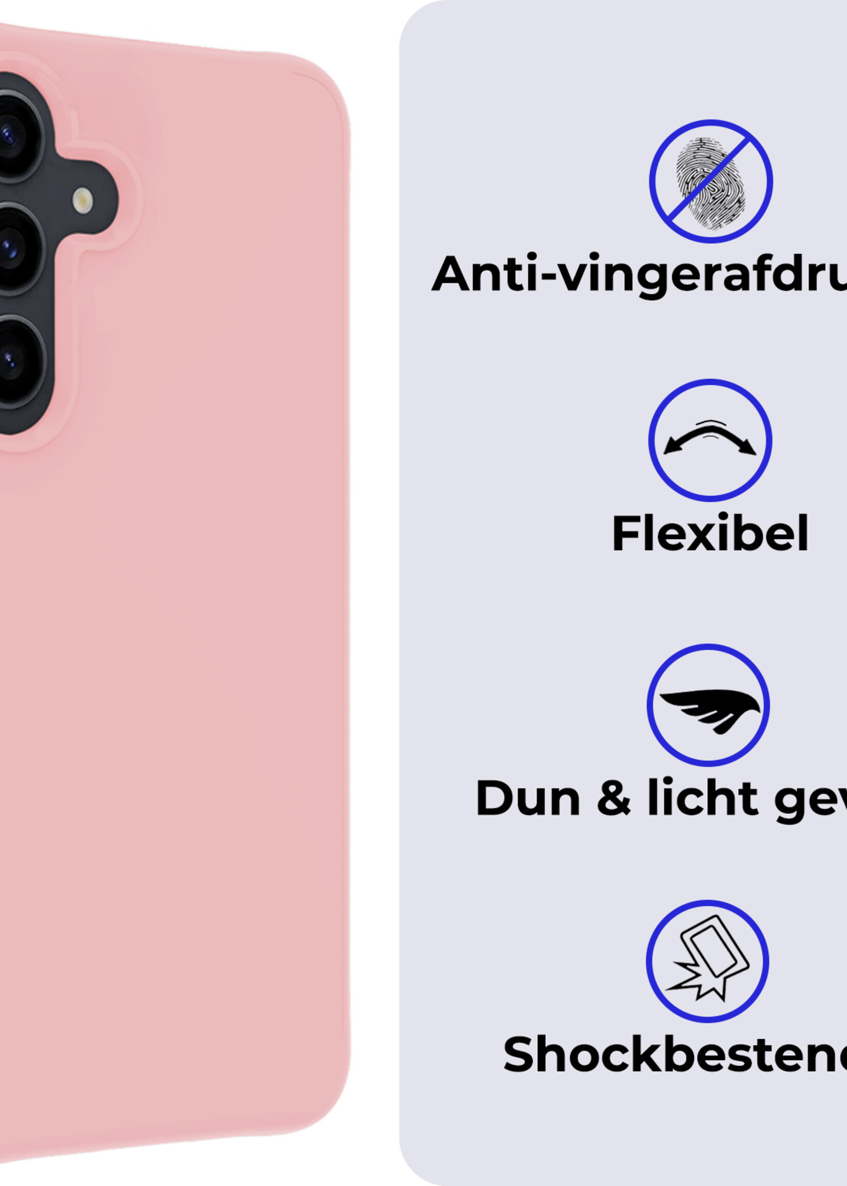 BTH Hoesje Geschikt voor Samsung A55 Hoesje Siliconen Case Hoes - Hoes Geschikt voor Samsung Galaxy A55 Hoes Cover Case - Lichtroze