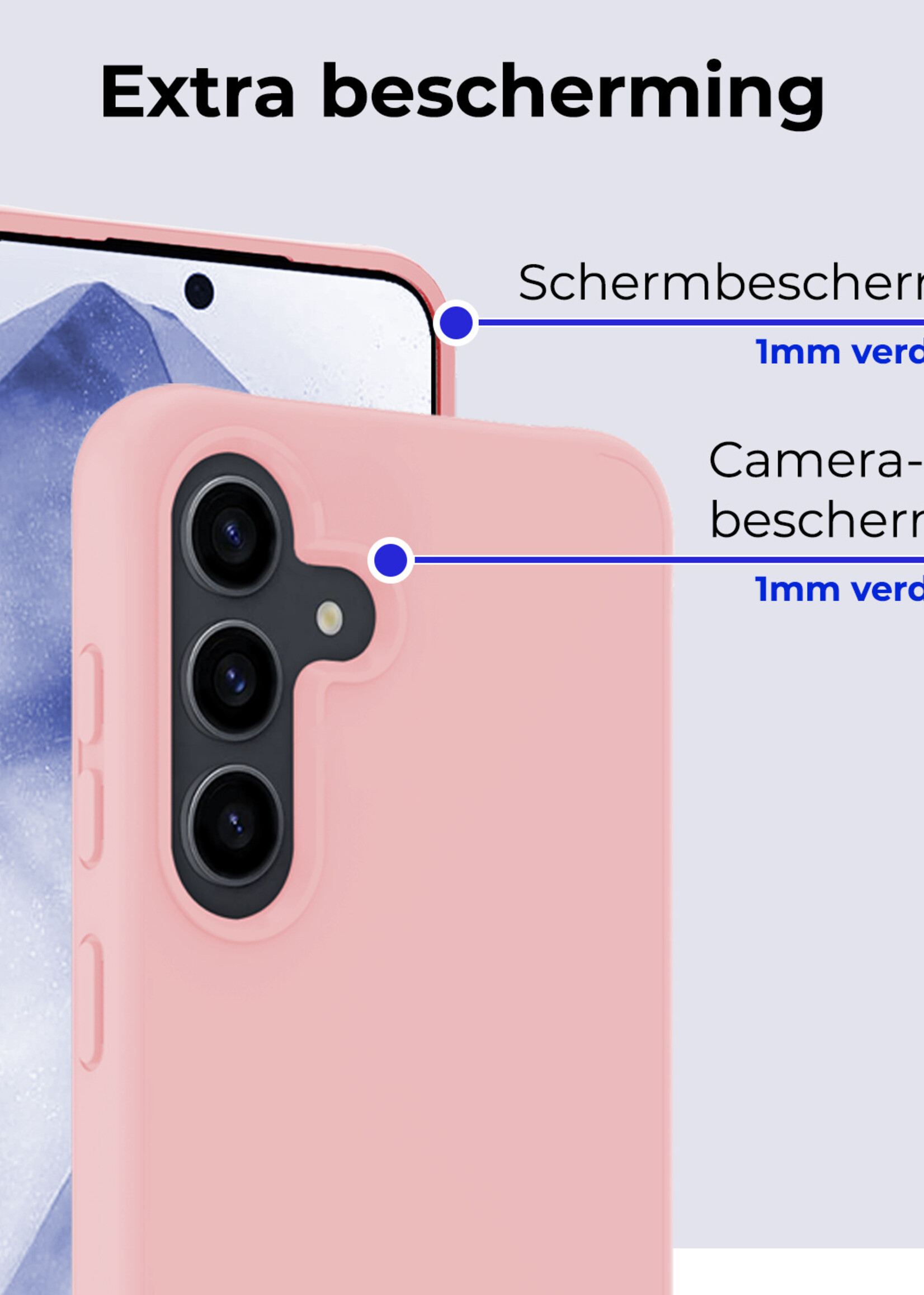 BTH Hoesje Geschikt voor Samsung A55 Hoesje Siliconen Case Hoes - Hoes Geschikt voor Samsung Galaxy A55 Hoes Cover Case - Lichtroze