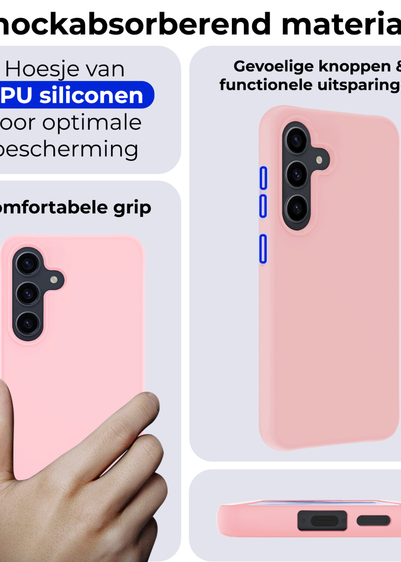BTH Hoesje Geschikt voor Samsung A55 Hoesje Siliconen Case Hoes - Hoes Geschikt voor Samsung Galaxy A55 Hoes Cover Case - Lichtroze