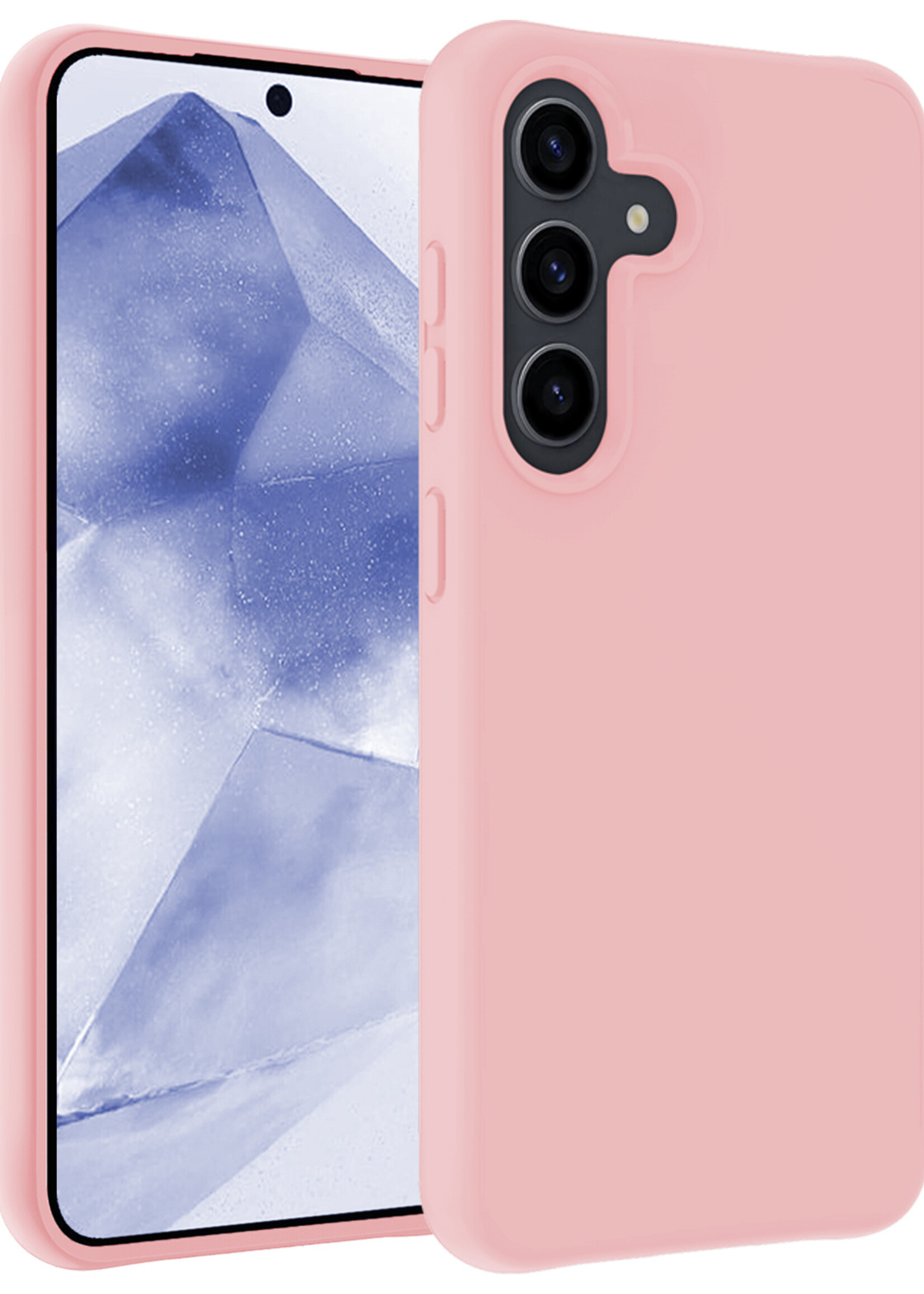 BTH Hoesje Geschikt voor Samsung A55 Hoesje Siliconen Case Hoes - Hoes Geschikt voor Samsung Galaxy A55 Hoes Cover Case - Lichtroze