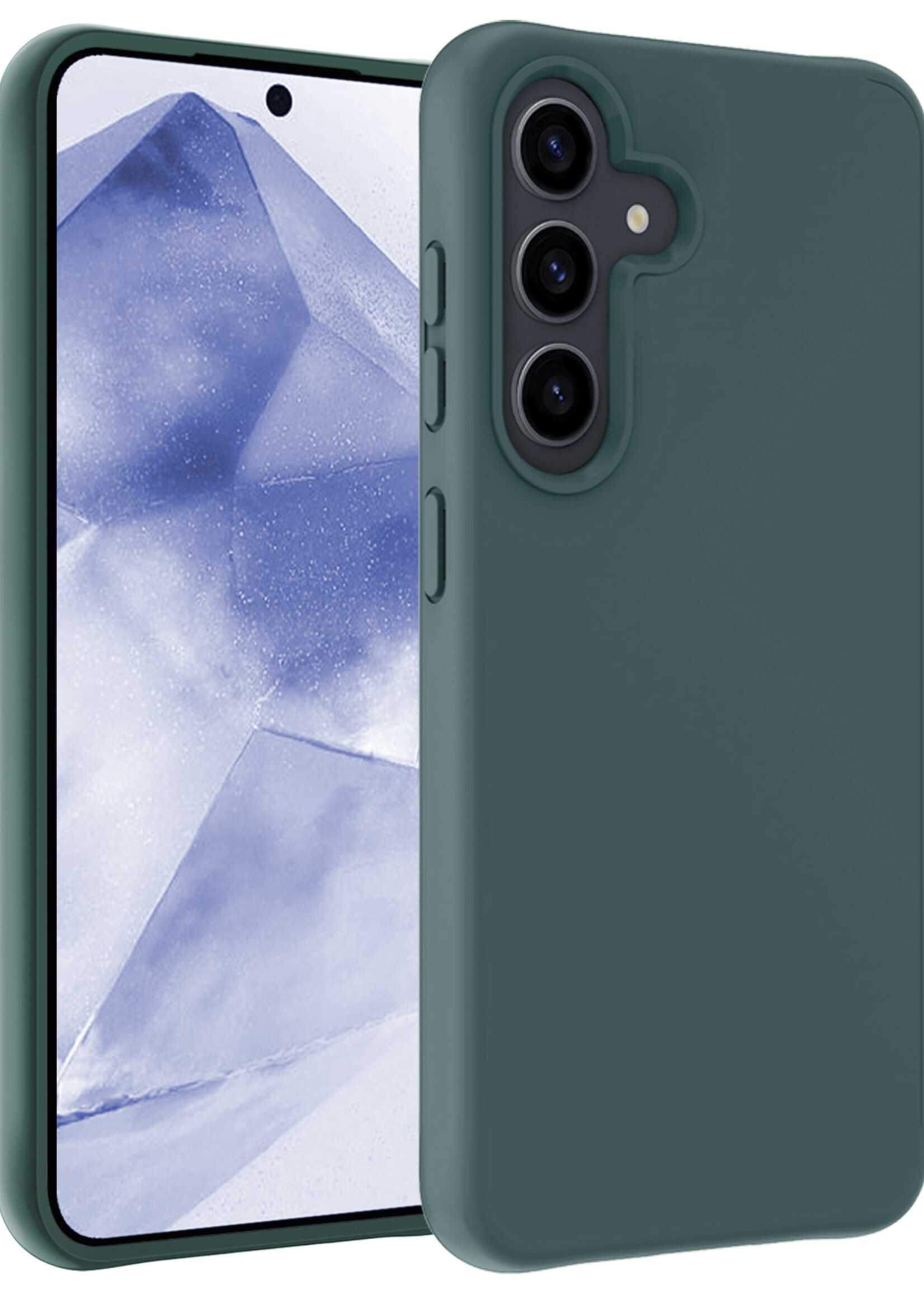 BTH Hoesje Geschikt voor Samsung A55 Hoesje Siliconen Case Hoes - Hoes Geschikt voor Samsung Galaxy A55 Hoes Cover Case - Donkergroen