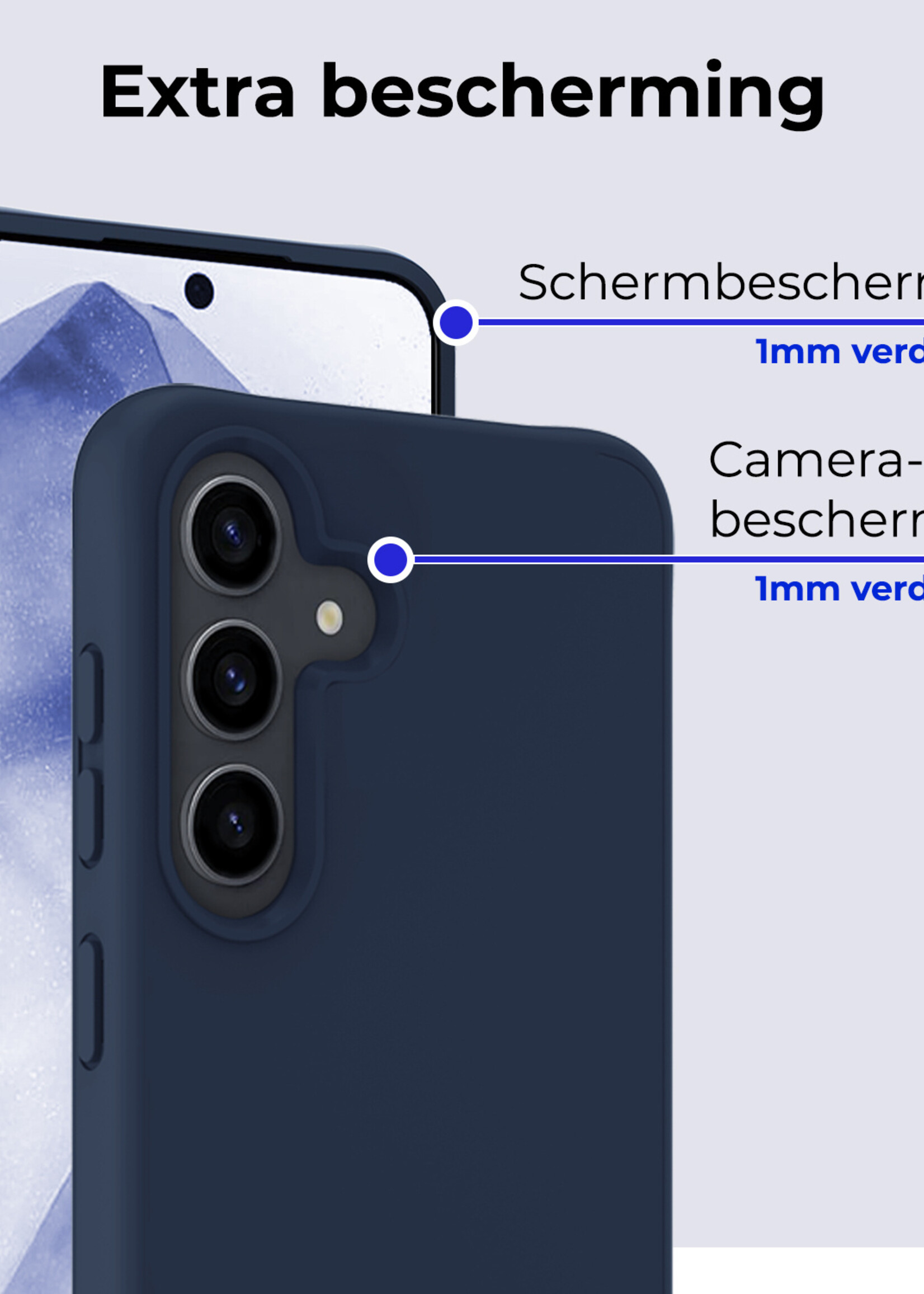 BTH Hoesje Geschikt voor Samsung A55 Hoesje Siliconen Case Hoes - Hoes Geschikt voor Samsung Galaxy A55 Hoes Cover Case - Donkerblauw