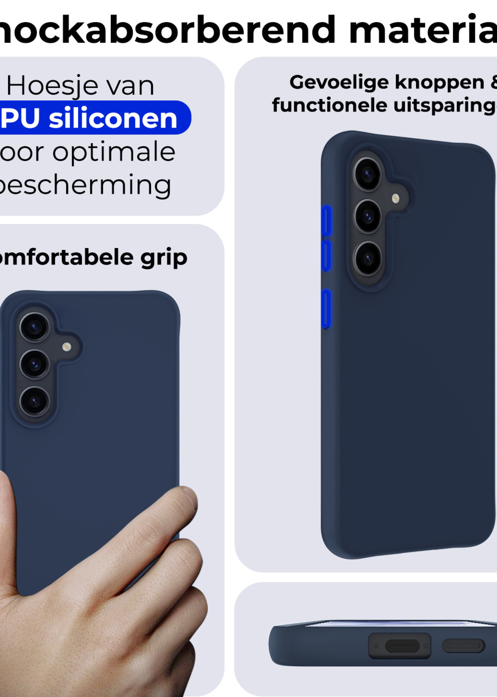 BTH Hoesje Geschikt voor Samsung A55 Hoesje Siliconen Case Hoes - Hoes Geschikt voor Samsung Galaxy A55 Hoes Cover Case - Donkerblauw