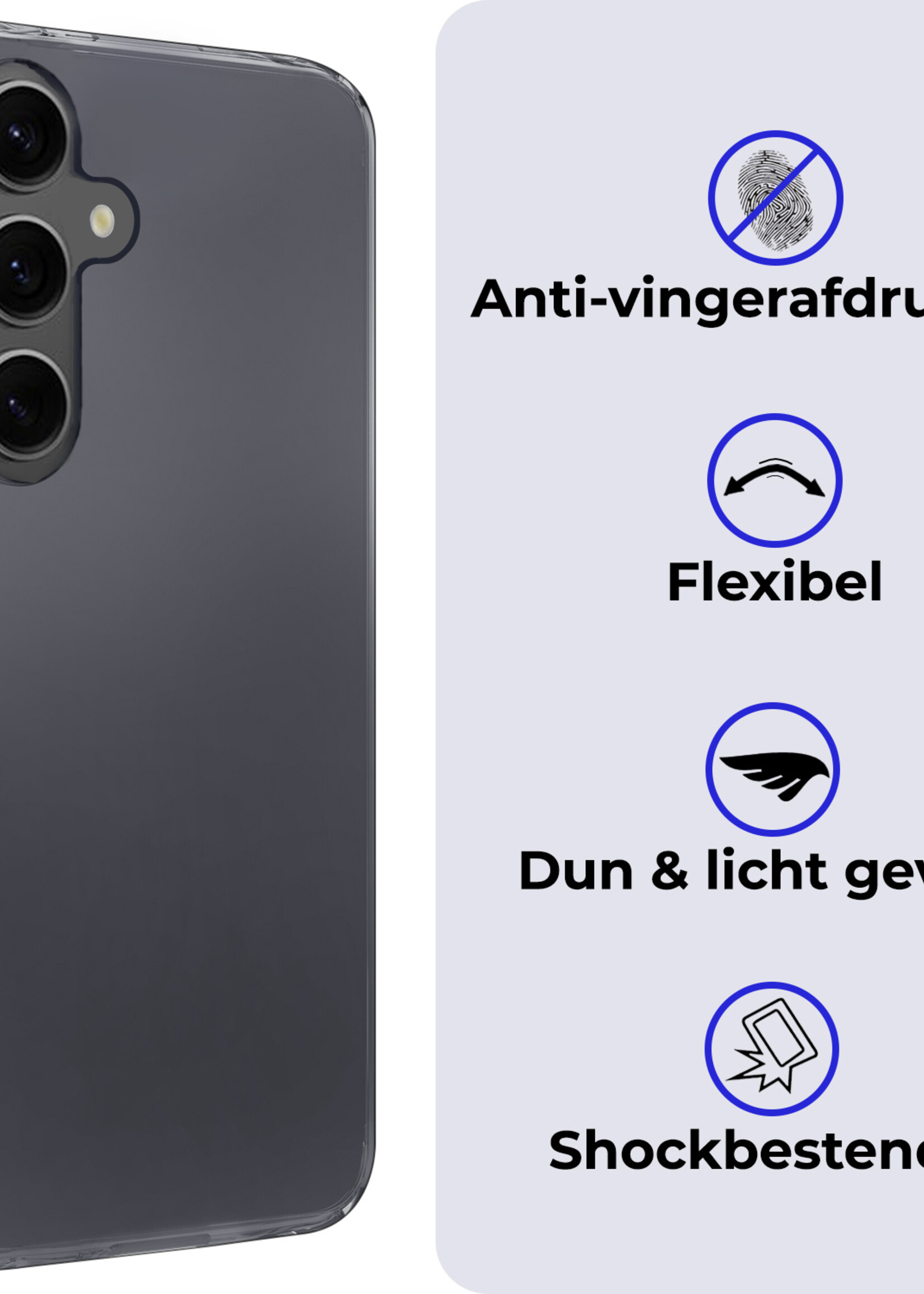 BTH Hoesje Geschikt voor Samsung A55 Hoesje Siliconen Case Hoes - Hoes Geschikt voor Samsung Galaxy A55 Hoes Cover Case - Transparant - 2 PACK