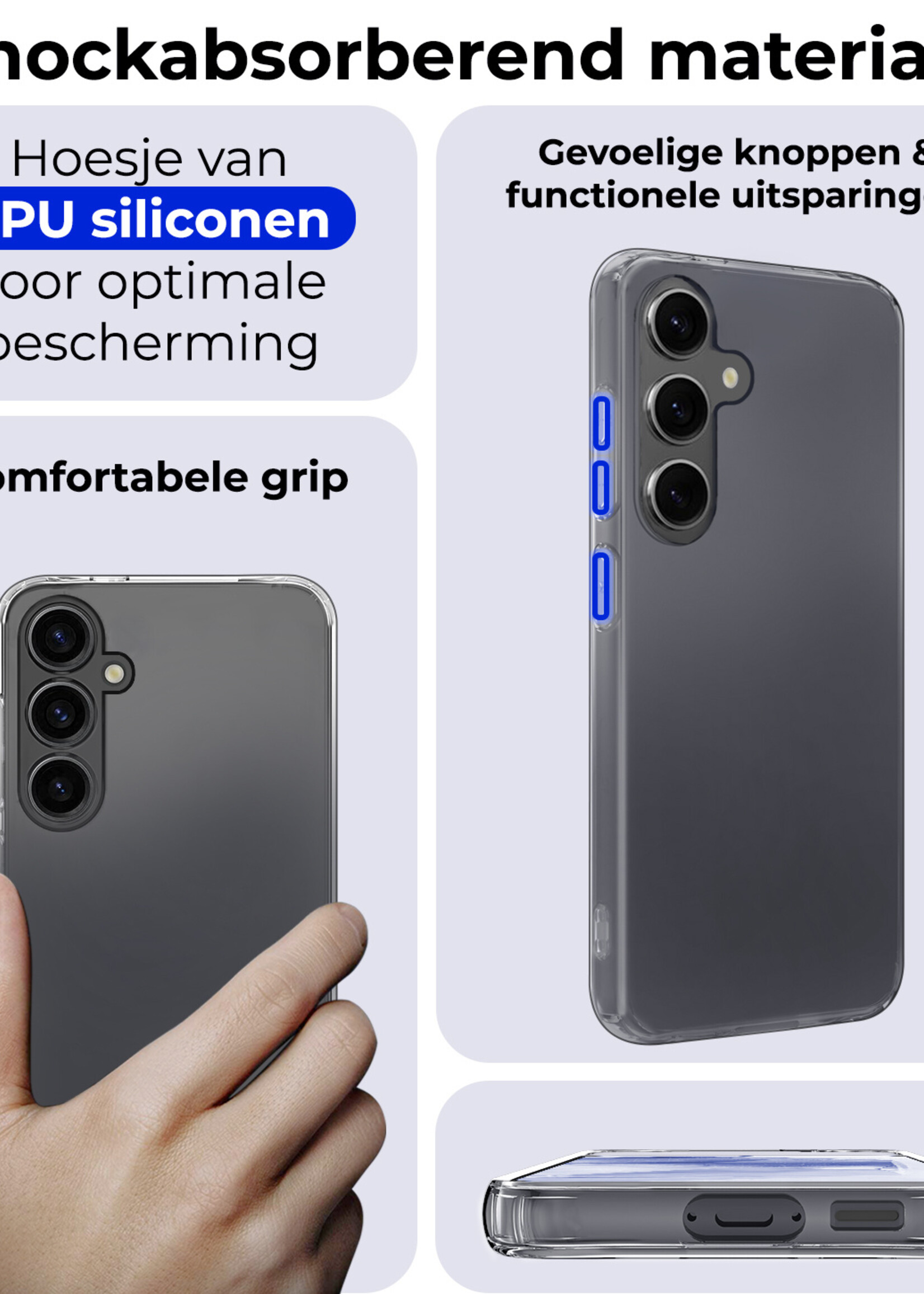 BTH Hoesje Geschikt voor Samsung A55 Hoesje Siliconen Case Hoes - Hoes Geschikt voor Samsung Galaxy A55 Hoes Cover Case - Transparant