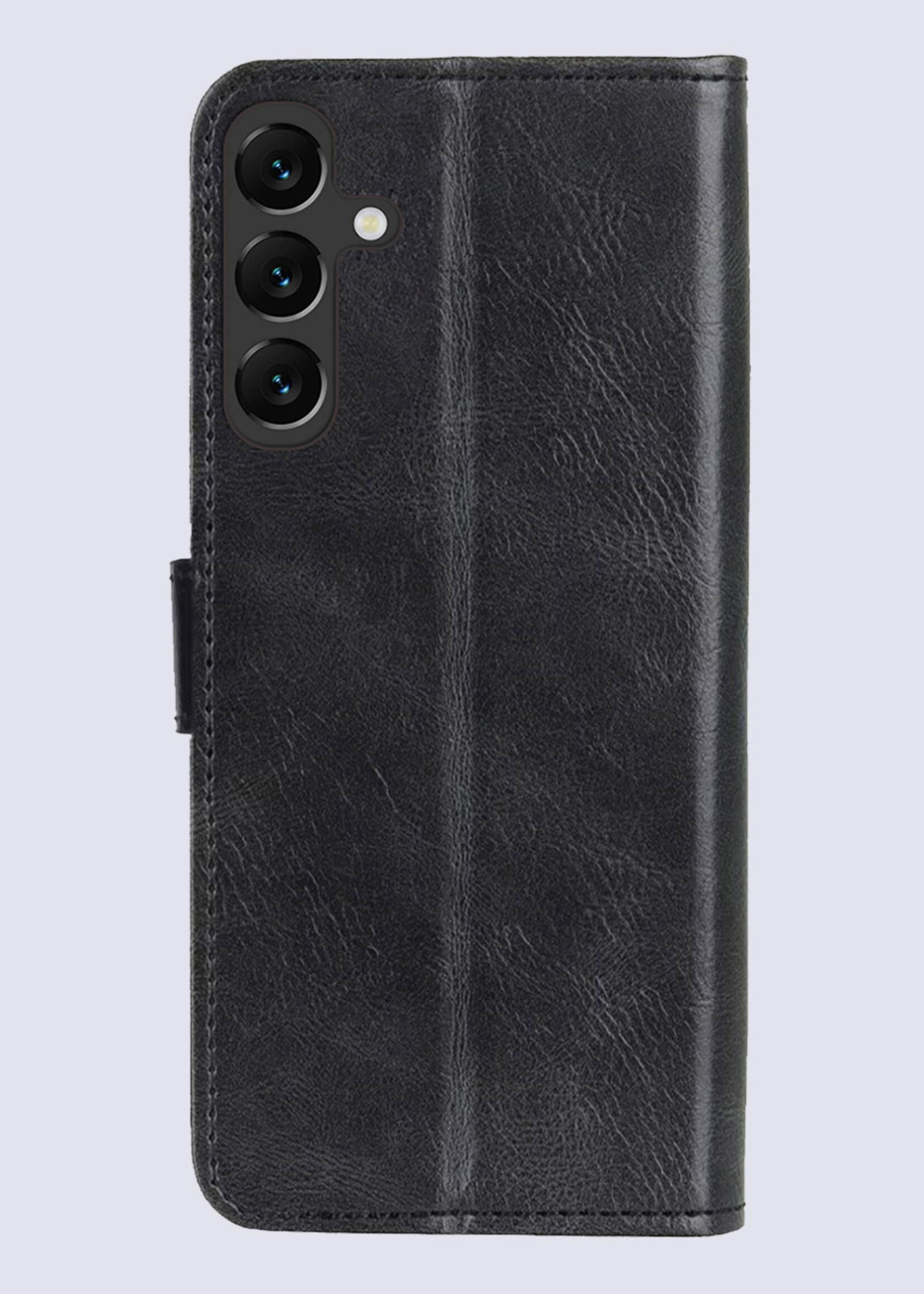 BTH Hoesje Geschikt voor Samsung A35 Hoesje Book Case Hoes Portemonnee Cover Walletcase Met 2x Screenprotector - Hoes Geschikt voor Samsung Galaxy A35 5G Hoes Bookcase Hoesje - Zwart