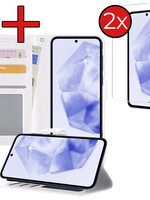 BTH BTH Samsung Galaxy A35 Hoesje Bookcase Met 2x Screenprotector - Wit