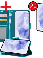 BTH BTH Samsung Galaxy A35 Hoesje Bookcase Met 2x Screenprotector - Turquoise