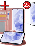 BTH BTH Samsung Galaxy A35 Hoesje Bookcase Met 2x Screenprotector - Rose Goud