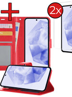 BTH BTH Samsung Galaxy A35 Hoesje Bookcase Met 2x Screenprotector - Rood