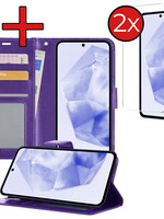 BTH BTH Samsung Galaxy A35 Hoesje Bookcase Met 2x Screenprotector - Paars