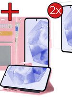 BTH BTH Samsung Galaxy A35 Hoesje Bookcase Met 2x Screenprotector - Lichtroze