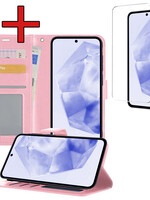 BTH BTH Samsung Galaxy A35 Hoesje Bookcase Met Screenprotector - Lichtroze