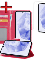 BTH BTH Samsung Galaxy A35 Hoesje Bookcase Met Screenprotector - Donkerroze