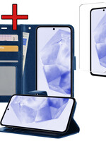 BTH BTH Samsung Galaxy A35 Hoesje Bookcase Met Screenprotector - Donkerblauw