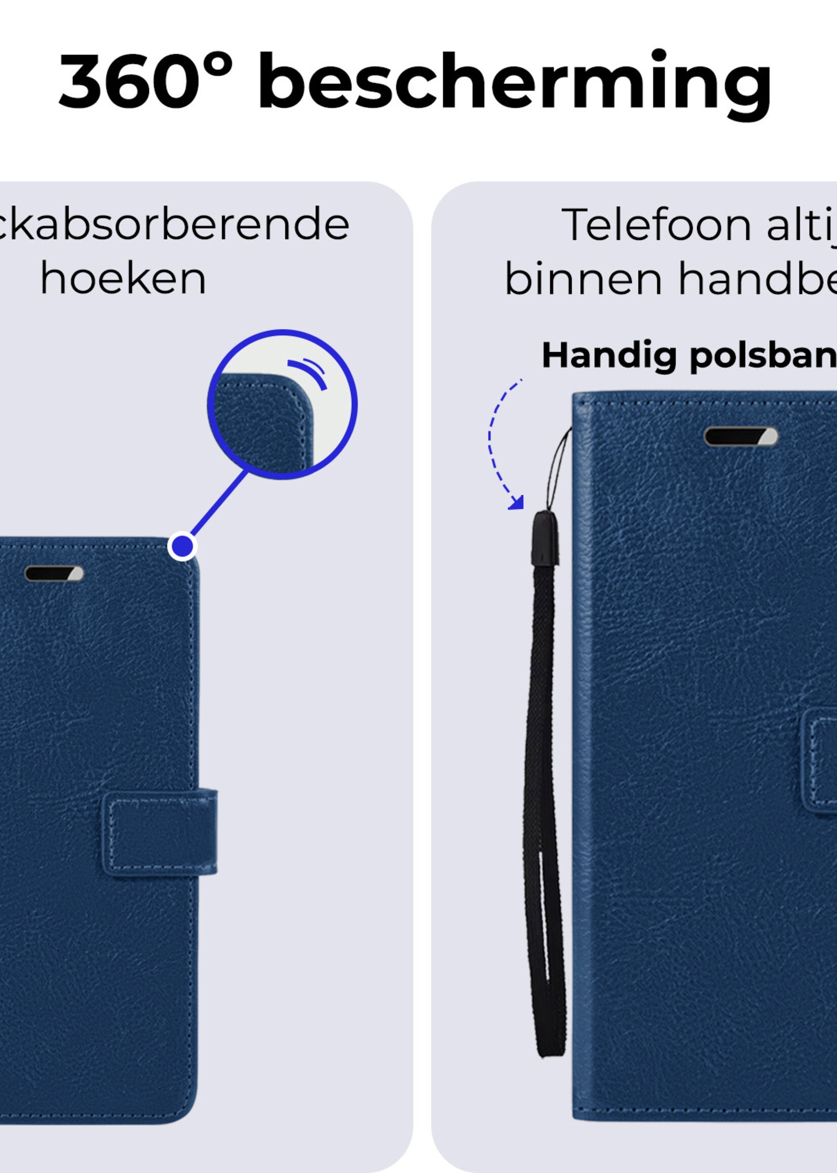 BTH Hoesje Geschikt voor Samsung A35 Hoesje Book Case Hoes Portemonnee Cover Walletcase Met Screenprotector - Hoes Geschikt voor Samsung Galaxy A35 5G Hoes Bookcase Hoesje - Donkerblauw