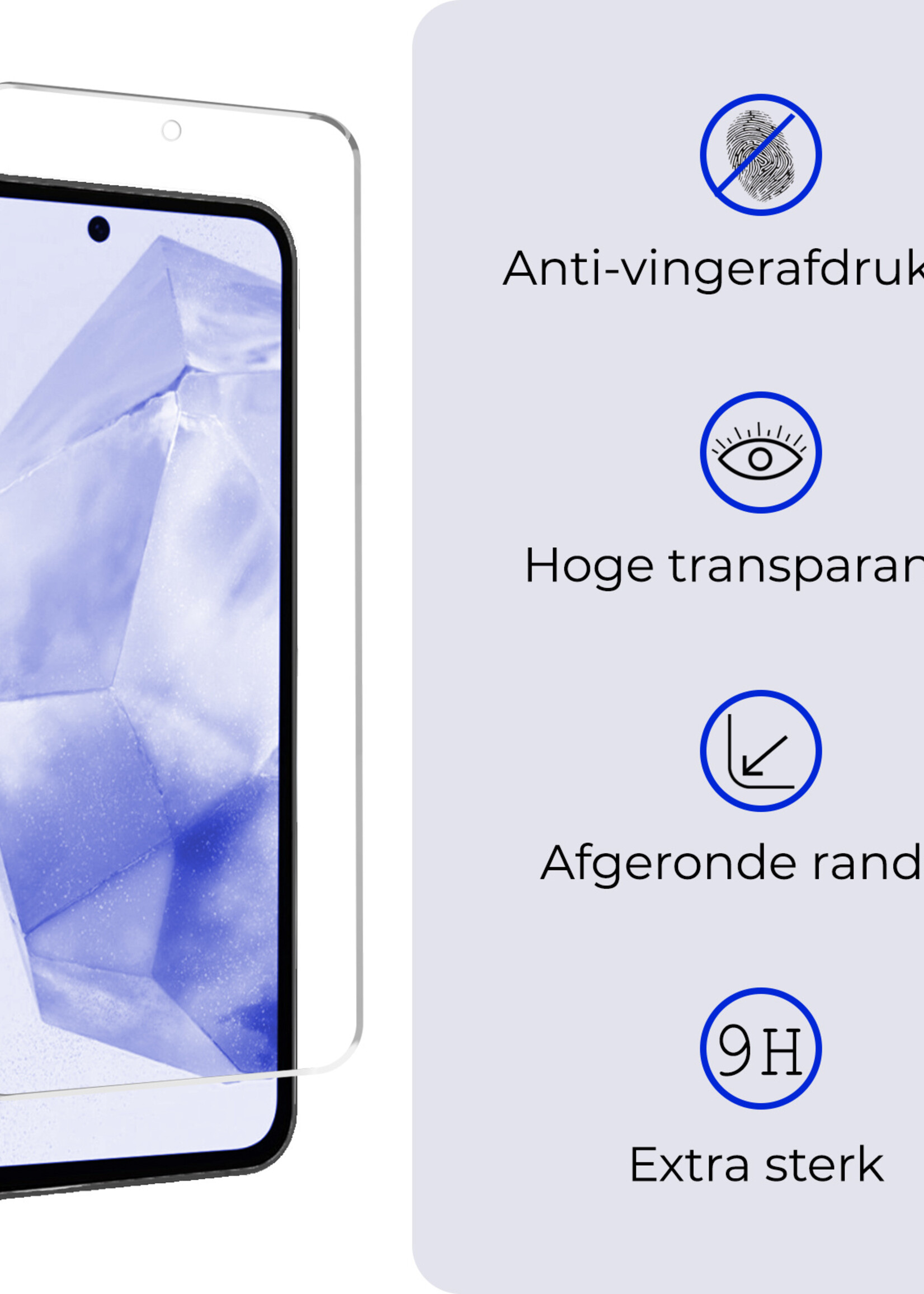 BTH Hoesje Geschikt voor Samsung A35 Hoesje Book Case Hoes Portemonnee Cover Walletcase Met Screenprotector - Hoes Geschikt voor Samsung Galaxy A35 5G Hoes Bookcase Hoesje - Donkerblauw