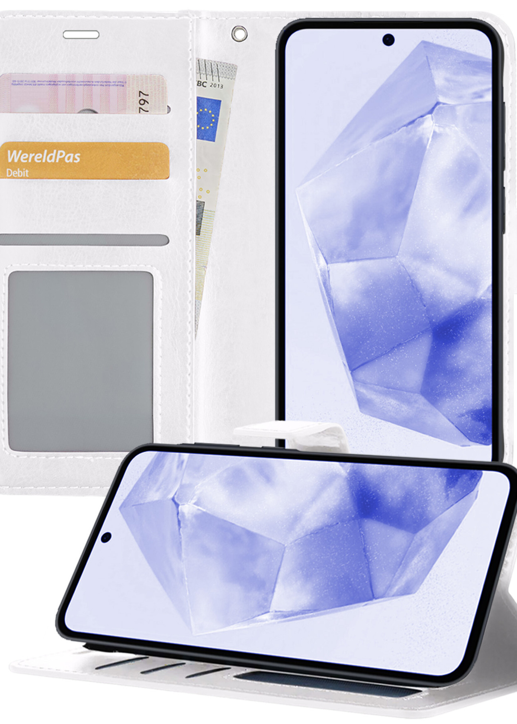 BTH Hoesje Geschikt voor Samsung A35 Hoesje Book Case Hoes Portemonnee Cover Walletcase - Hoes Geschikt voor Samsung Galaxy A35 5G Hoes Bookcase Hoesje - Wit