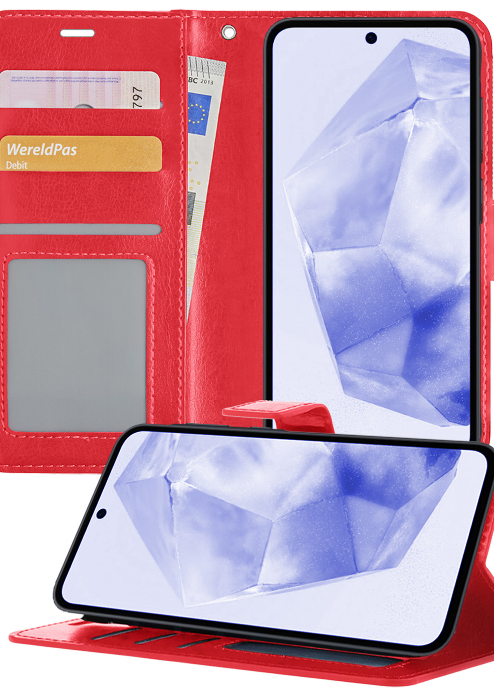 BTH Hoesje Geschikt voor Samsung A35 Hoesje Book Case Hoes Portemonnee Cover Walletcase - Hoes Geschikt voor Samsung Galaxy A35 5G Hoes Bookcase Hoesje - Rood