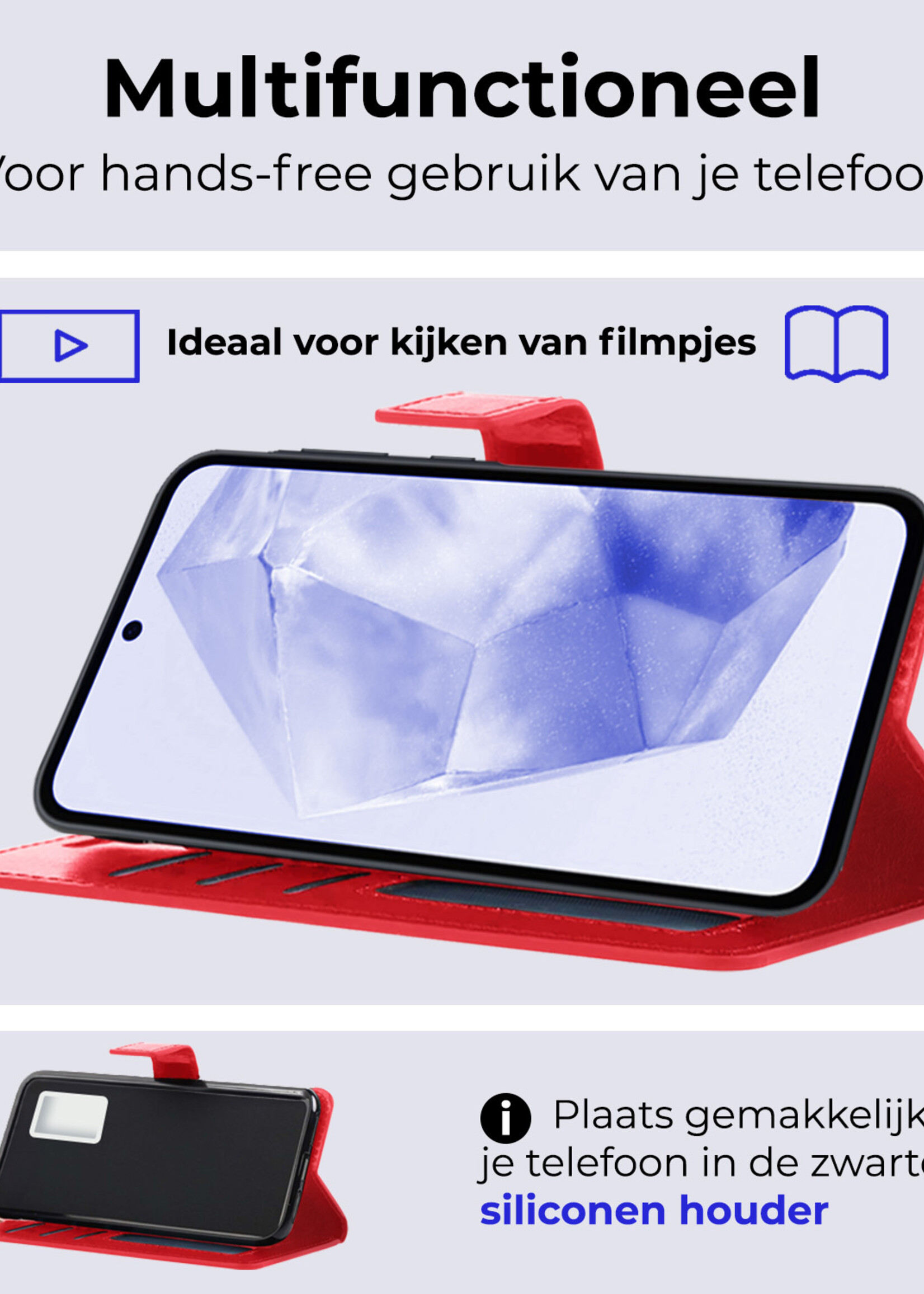 BTH Hoesje Geschikt voor Samsung A35 Hoesje Book Case Hoes Portemonnee Cover Walletcase - Hoes Geschikt voor Samsung Galaxy A35 5G Hoes Bookcase Hoesje - Rood