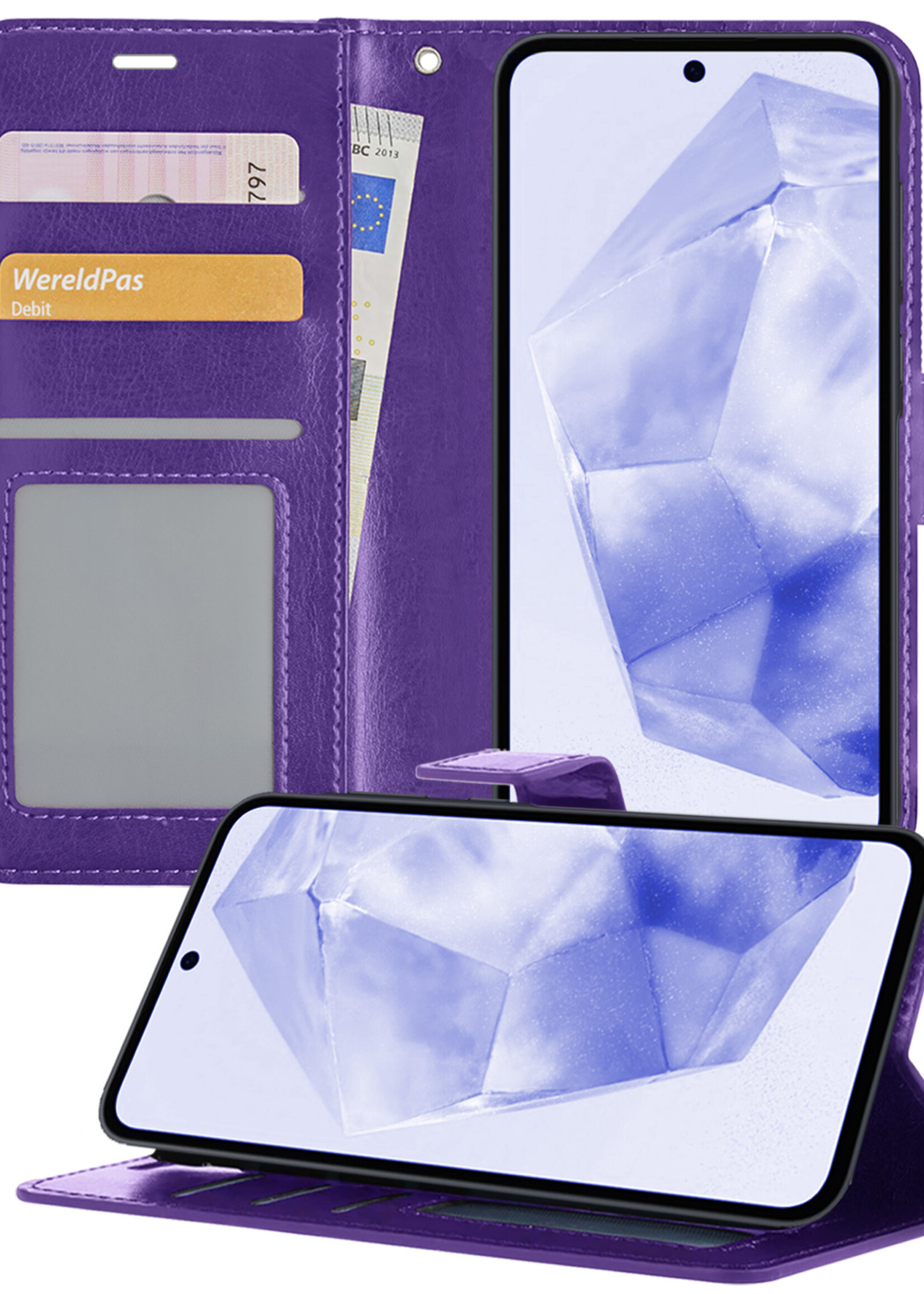 BTH Hoesje Geschikt voor Samsung A35 Hoesje Book Case Hoes Portemonnee Cover Walletcase - Hoes Geschikt voor Samsung Galaxy A35 5G Hoes Bookcase Hoesje - Paars