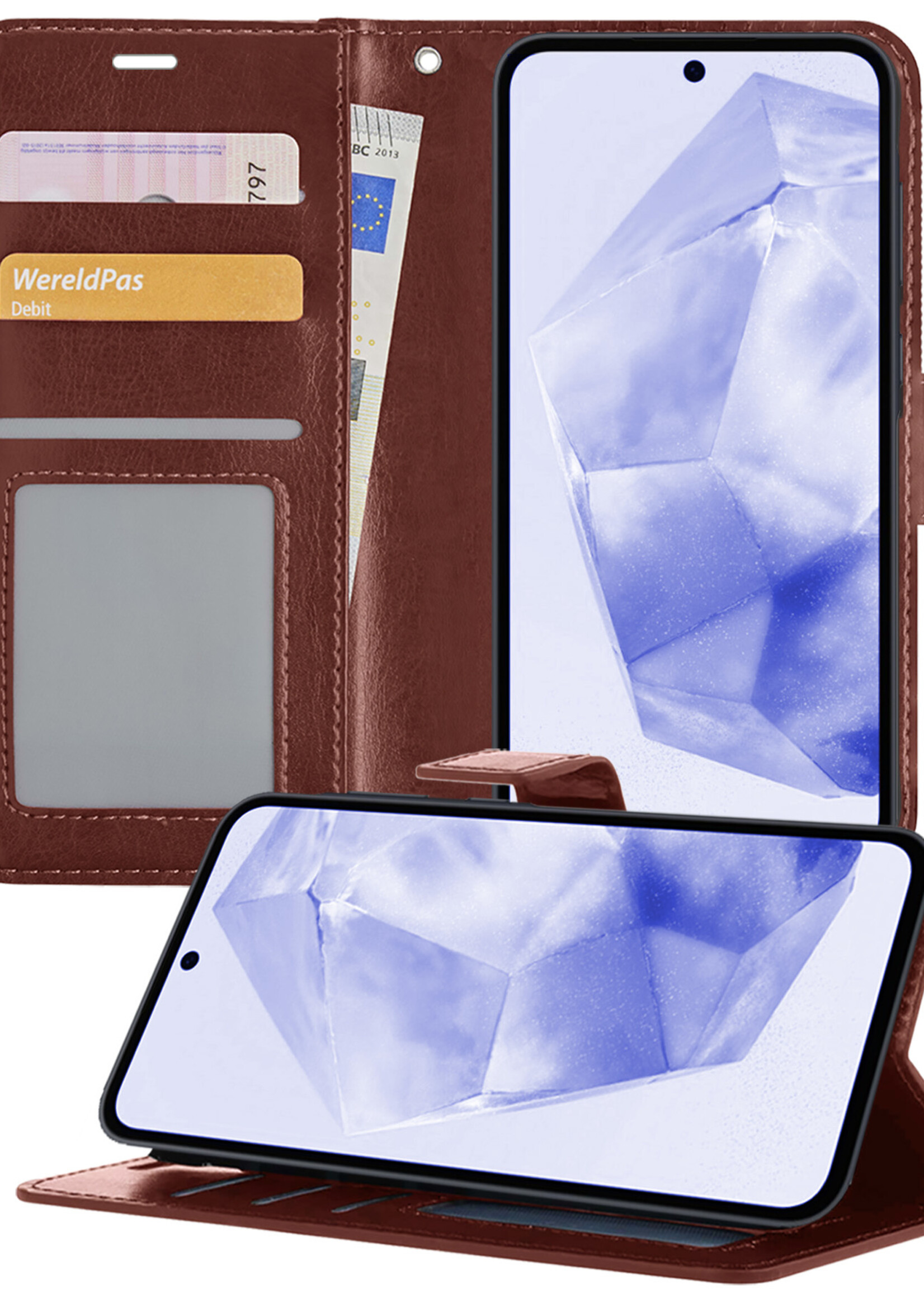 BTH Hoesje Geschikt voor Samsung A35 Hoesje Book Case Hoes Portemonnee Cover Walletcase - Hoes Geschikt voor Samsung Galaxy A35 5G Hoes Bookcase Hoesje - Bruin