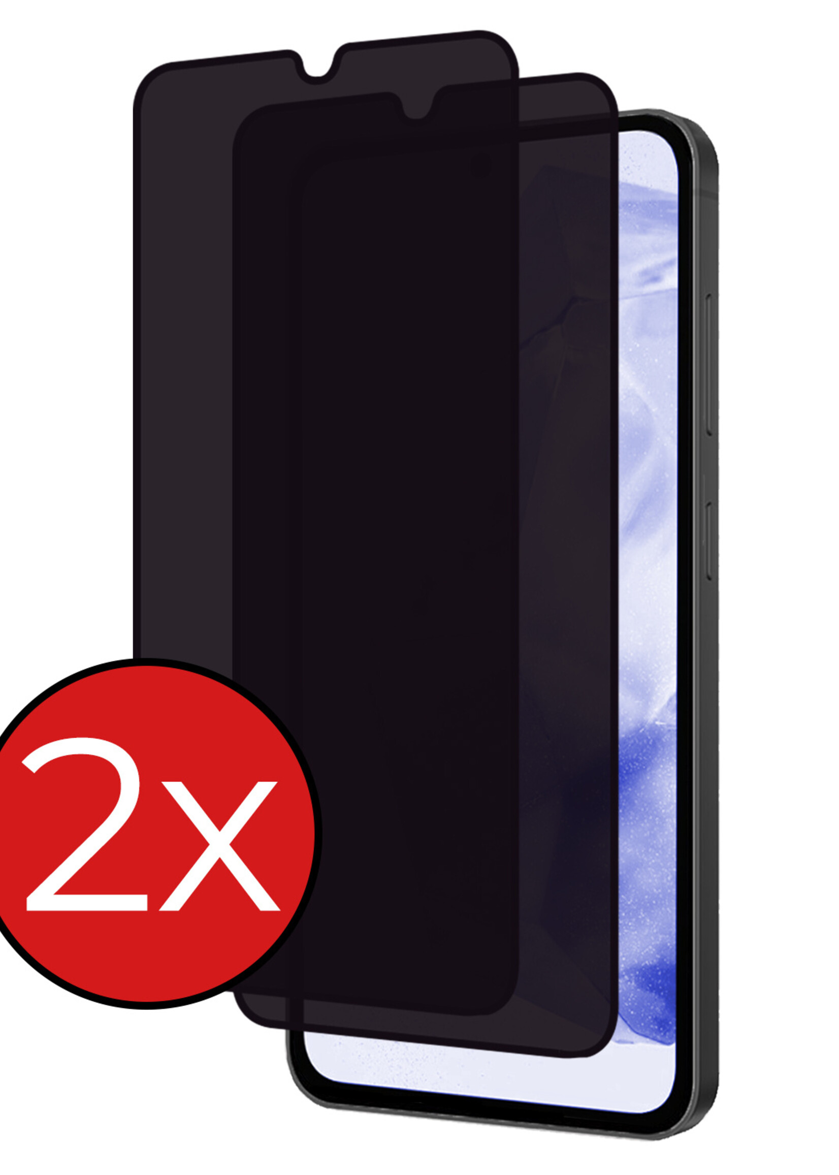 BTH Screenprotector Geschikt voor Samsung A35 Screenprotector Privacy Glas Gehard Full Cover - Screenprotector Geschikt voor Samsung Galaxy A35 5G Screenprotector Privacy Tempered Glass - 2 PACK