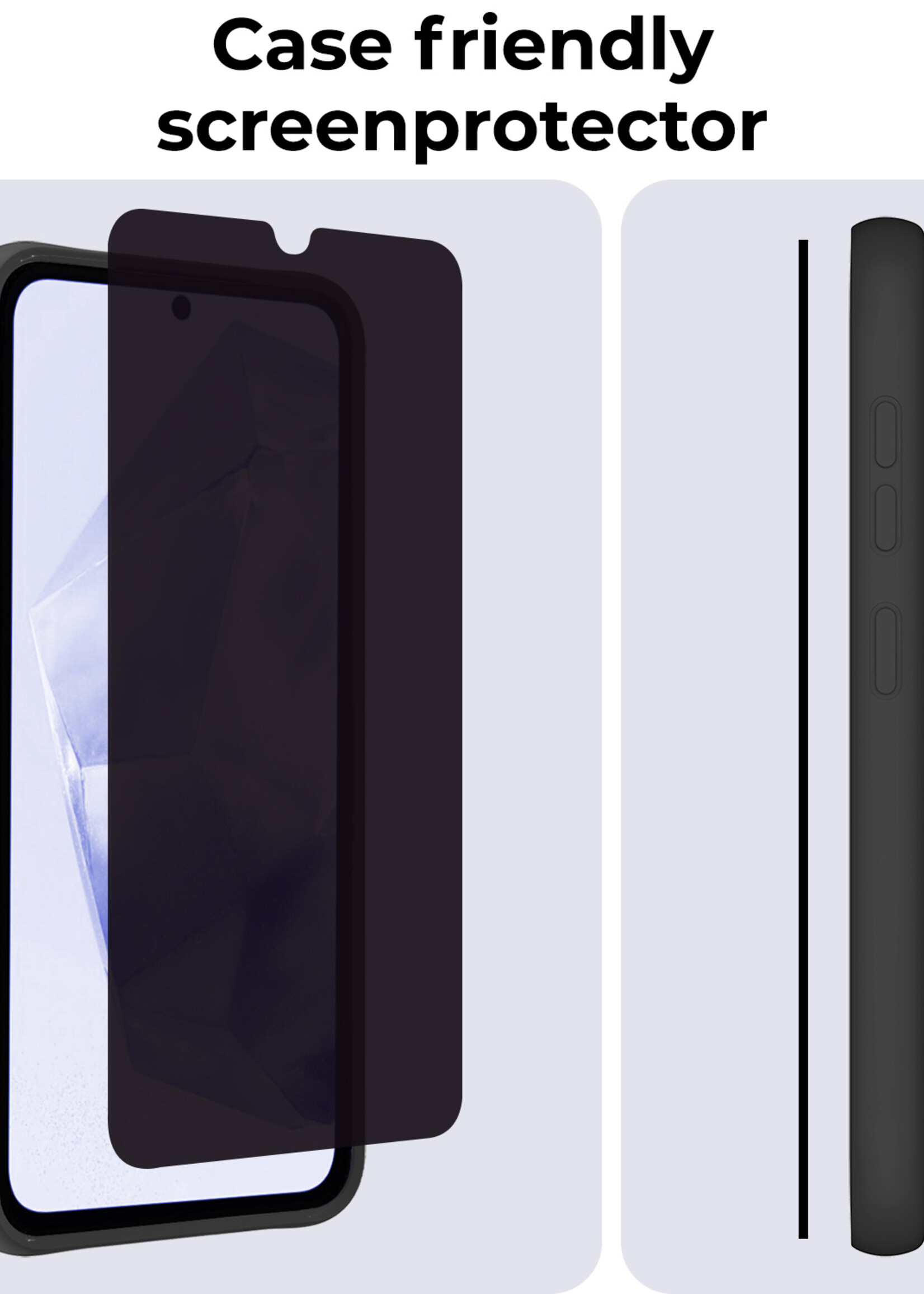 BTH Screenprotector Geschikt voor Samsung A35 Screenprotector Privacy Glas Gehard Full Cover - Screenprotector Geschikt voor Samsung Galaxy A35 5G Screenprotector Privacy Tempered Glass - 3 PACK