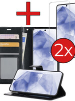 BTH BTH Samsung Galaxy A55 Hoesje Bookcase Met 2x Screenprotector - Zwart
