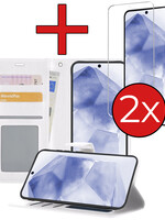 BTH BTH Samsung Galaxy A55 Hoesje Bookcase Met 2x Screenprotector - Wit