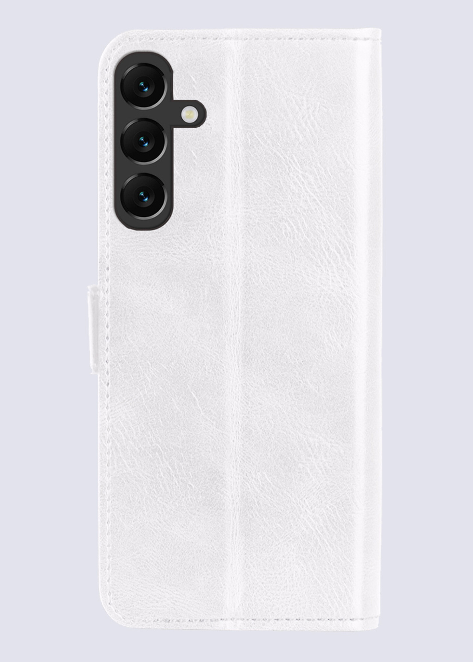 BTH Hoesje Geschikt voor Samsung A55 Hoesje Book Case Hoes Portemonnee Cover Walletcase Met 2x Screenprotector - Hoes Geschikt voor Samsung Galaxy A55 Hoes Bookcase Hoesje - Wit