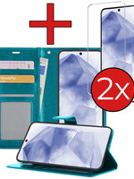 BTH BTH Samsung Galaxy A55 Hoesje Bookcase Met 2x Screenprotector - Turquoise