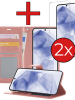 BTH BTH Samsung Galaxy A55 Hoesje Bookcase Met 2x Screenprotector - Rose Goud