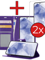 BTH BTH Samsung Galaxy A55 Hoesje Bookcase Met 2x Screenprotector - Paars